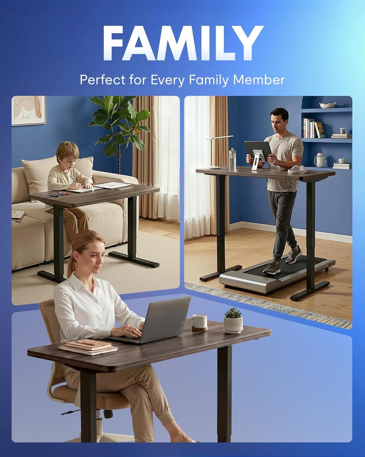 image:imageFLEXISPOT EN1 OnePiece Standing Desk Electric Adjustable with 4 Memory Presets 176 LBS Capacity Stable amp Quiet Seamless Desktop for Home Office amp Dual Monitors 48x24 BlackBlack Walnut