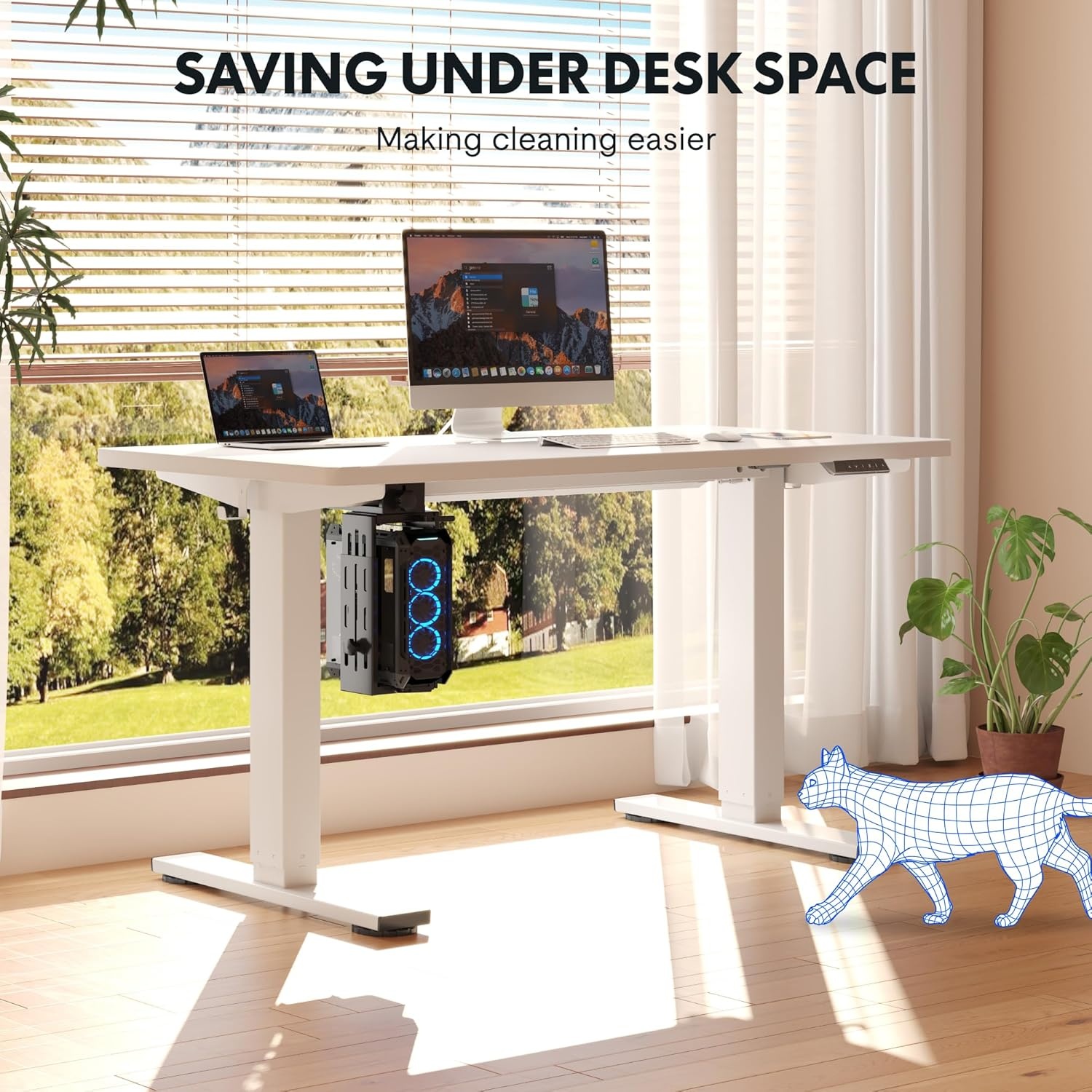 image:imageFLEXISPOT EN2 WholePiece Standing Desk with Clamp Power Strip 55 x 28 Electric Stand Up Height Adjustable Desk with Cable Management White Frame 55 White Top2 PackagesWhite Top White Frame
