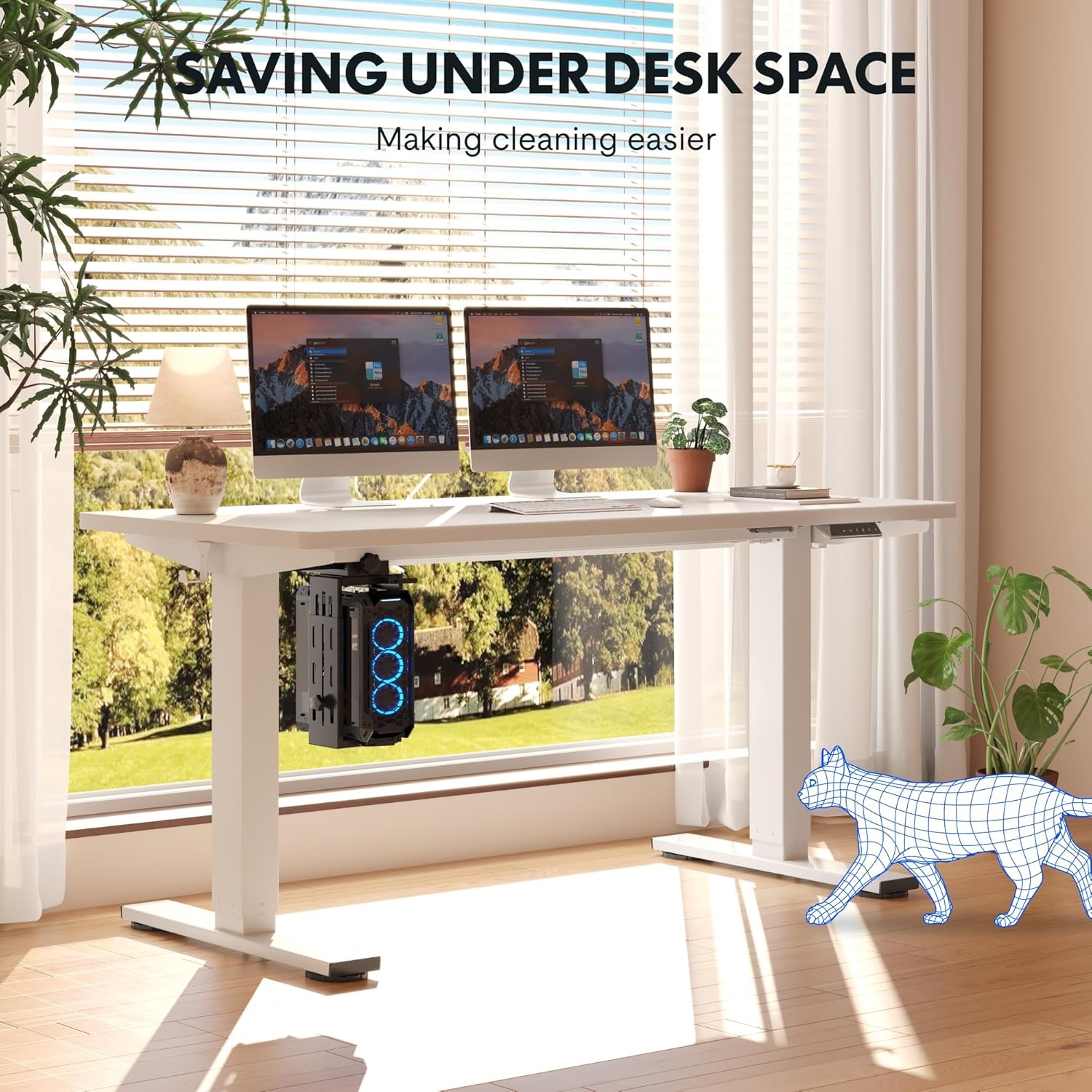 image:imageFLEXISPOT EN2 WholePiece Standing Desk with Clamp Power Strip 55 x 28 Electric Stand Up Height Adjustable Desk with Cable Management White Frame 55 White Top2 PackagesWhite Top White Frame