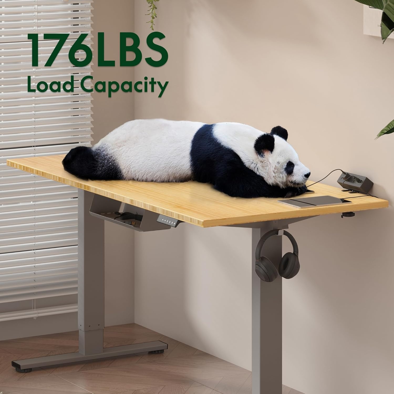 image:imageFLEXISPOT EN2 WholePiece Standing Desk with Clamp Power Strip 55 x 28 Electric Stand Up Height Adjustable Desk with Cable Management White Frame 55 White Top2 PackagesBamboo Top Grey Frame