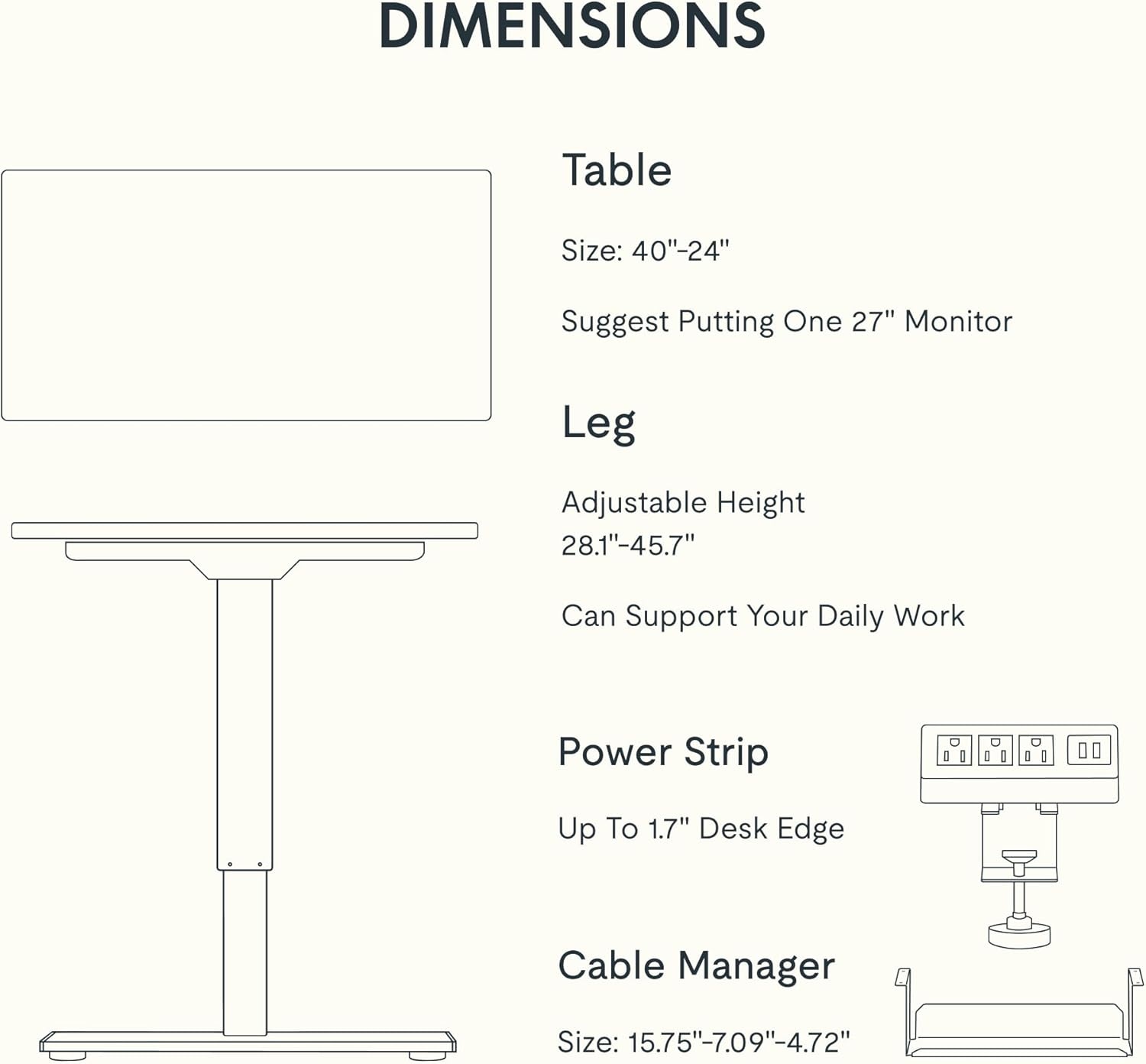 image:imageFLEXISPOT EN2 WholePiece Standing Desk with Clamp Power Strip 55 x 28 Electric Stand Up Height Adjustable Desk with Cable Management White Frame 55 White Top2 PackagesBlack Top Black Frame