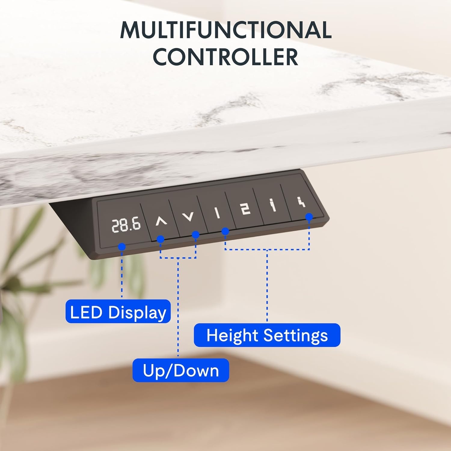 image:imageFLEXISPOT EN2 WholePiece Standing Desk with Clamp Power Strip 55 x 28 Electric Stand Up Height Adjustable Desk with Cable Management White Frame 55 White Top2 PackagesMarble Gray White Frame