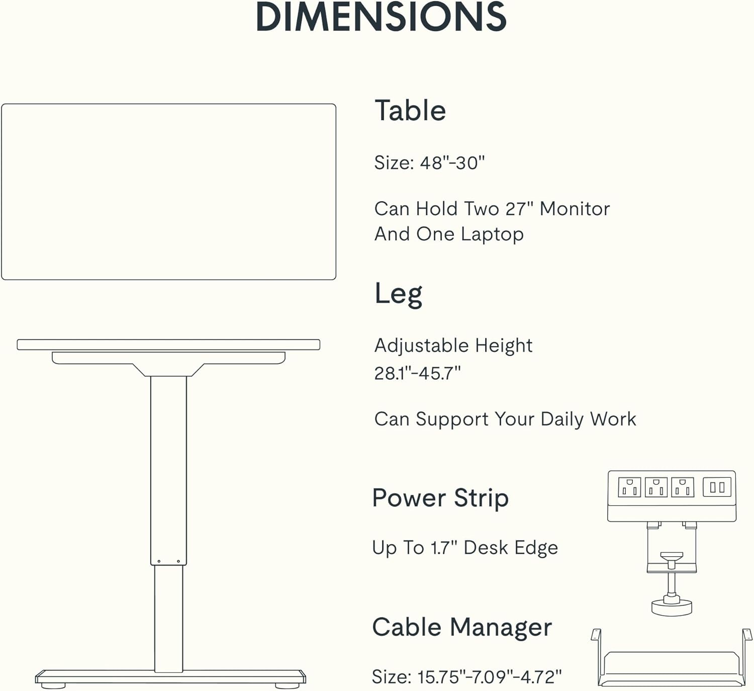 image:imageFLEXISPOT EN2 WholePiece Standing Desk with Clamp Power Strip 55 x 28 Electric Stand Up Height Adjustable Desk with Cable Management White Frame 55 White Top2 PackagesBlack Walnut White Frame