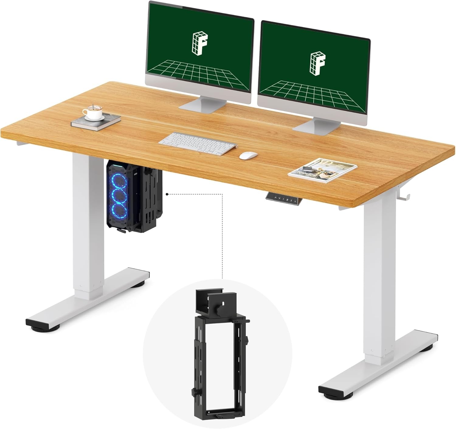 image:imageFLEXISPOT EN2 WholePiece Standing Desk with Clamp Power Strip 55 x 28 Electric Stand Up Height Adjustable Desk with Cable Management White Frame 55 White Top2 PackagesMaple Top White Frame