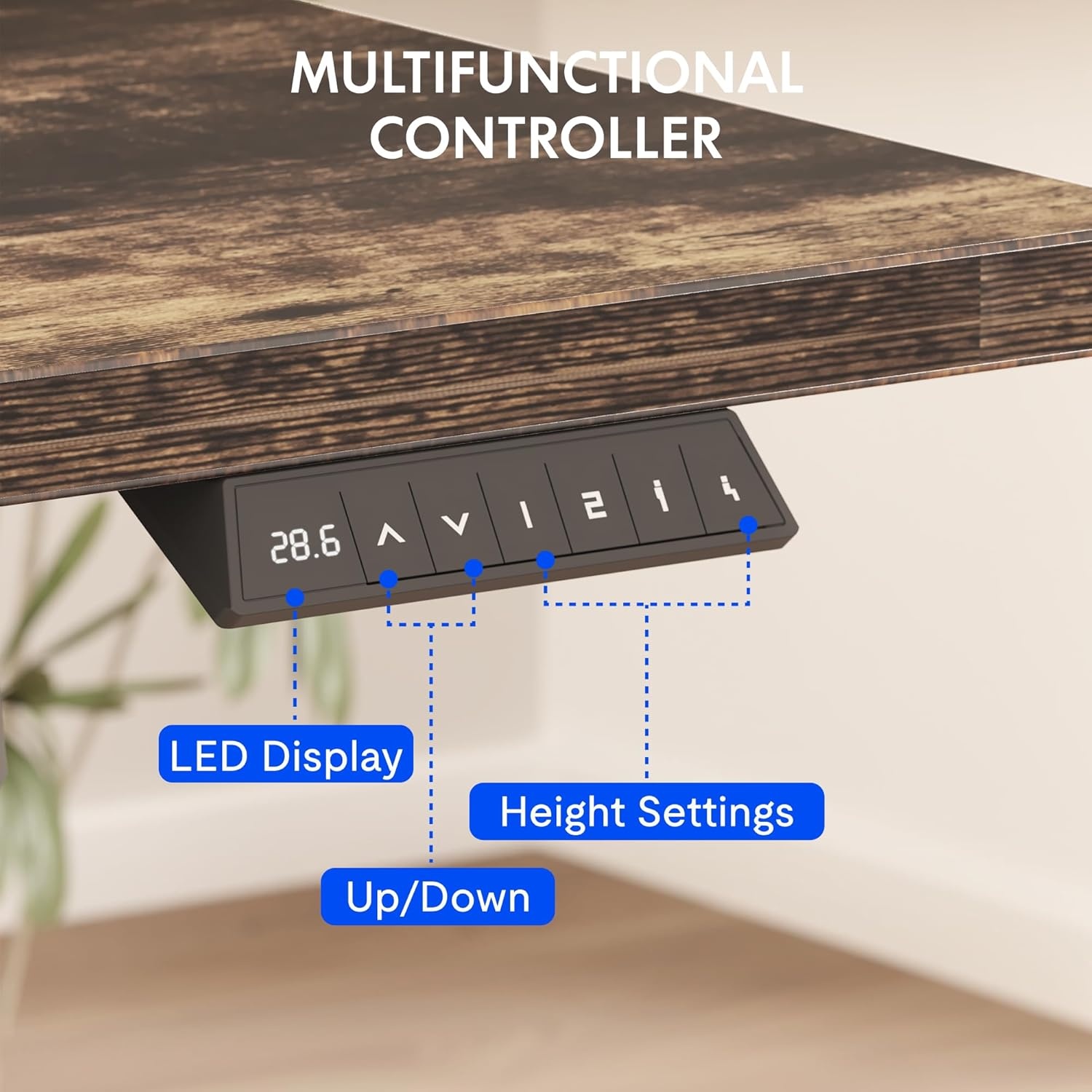 image:imageFLEXISPOT EN2 WholePiece Standing Desk with Clamp Power Strip 55 x 28 Electric Stand Up Height Adjustable Desk with Cable Management White Frame 55 White Top2 PackagesRustic Brown White Frame