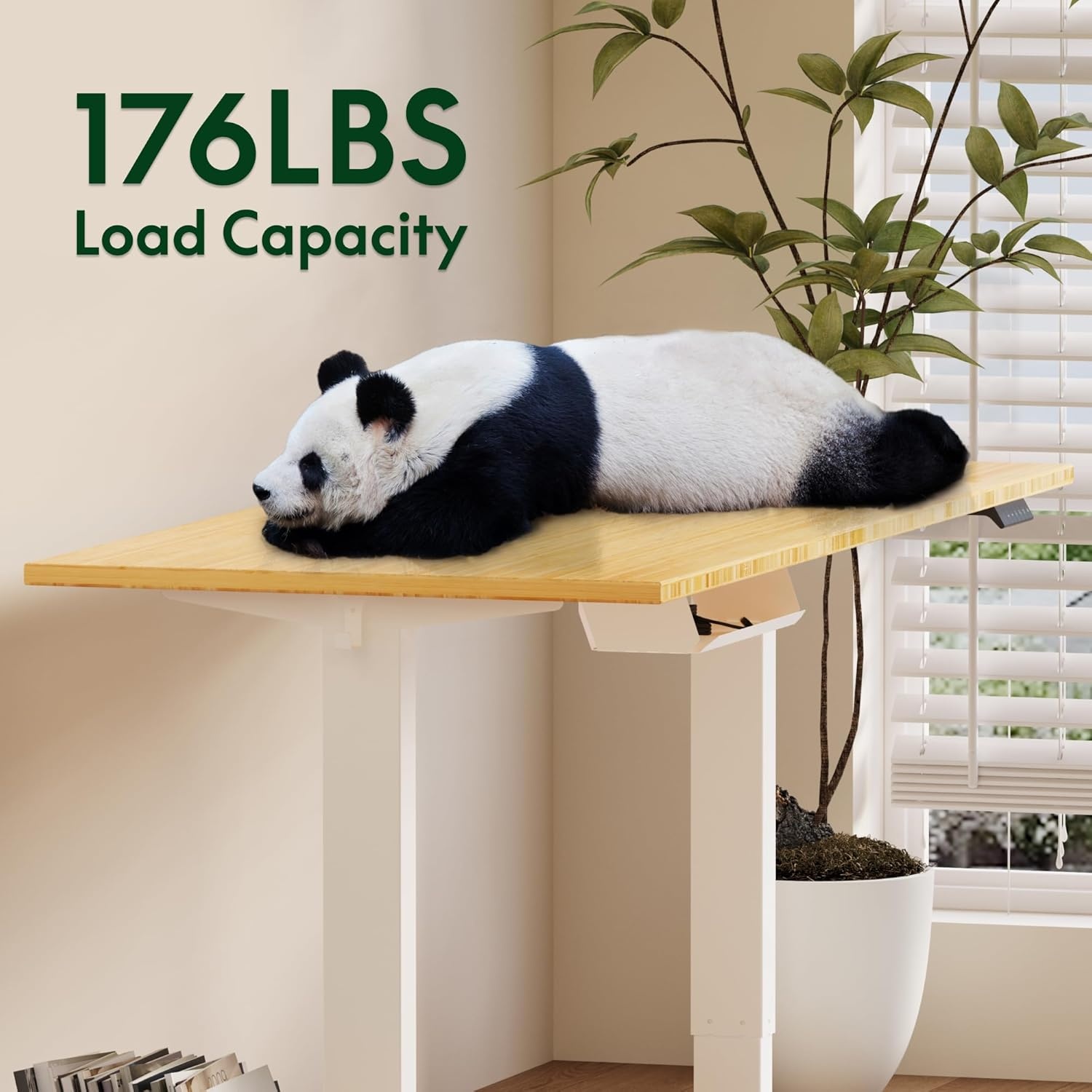 image:imageFLEXISPOT EN2 WholePiece Standing Desk with Clamp Power Strip 55 x 28 Electric Stand Up Height Adjustable Desk with Cable Management White Frame 55 White Top2 PackagesBamboo Top White Frame