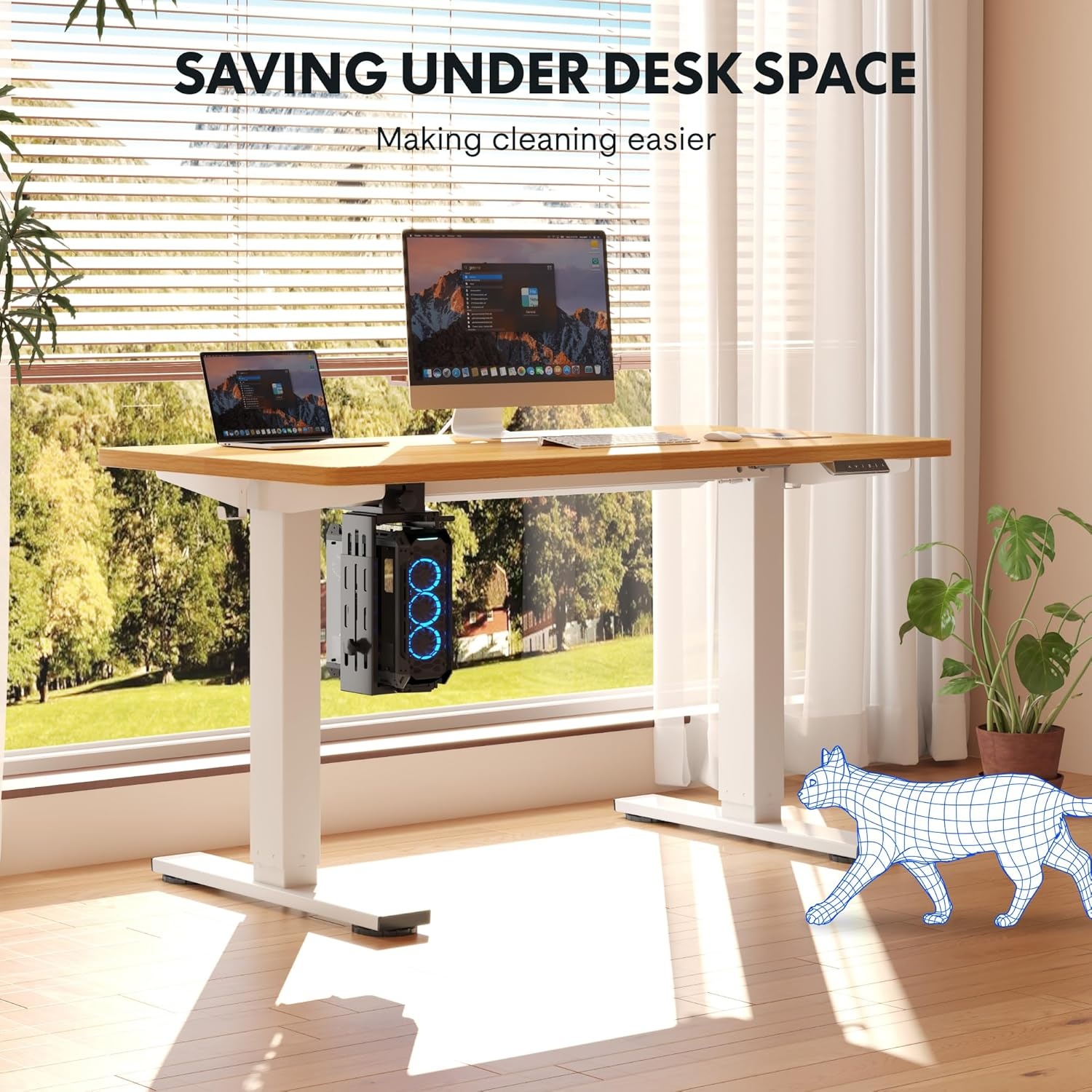 image:imageFLEXISPOT EN2 WholePiece Standing Desk with Clamp Power Strip 55 x 28 Electric Stand Up Height Adjustable Desk with Cable Management White Frame 55 White Top2 PackagesMaple Top White Frame