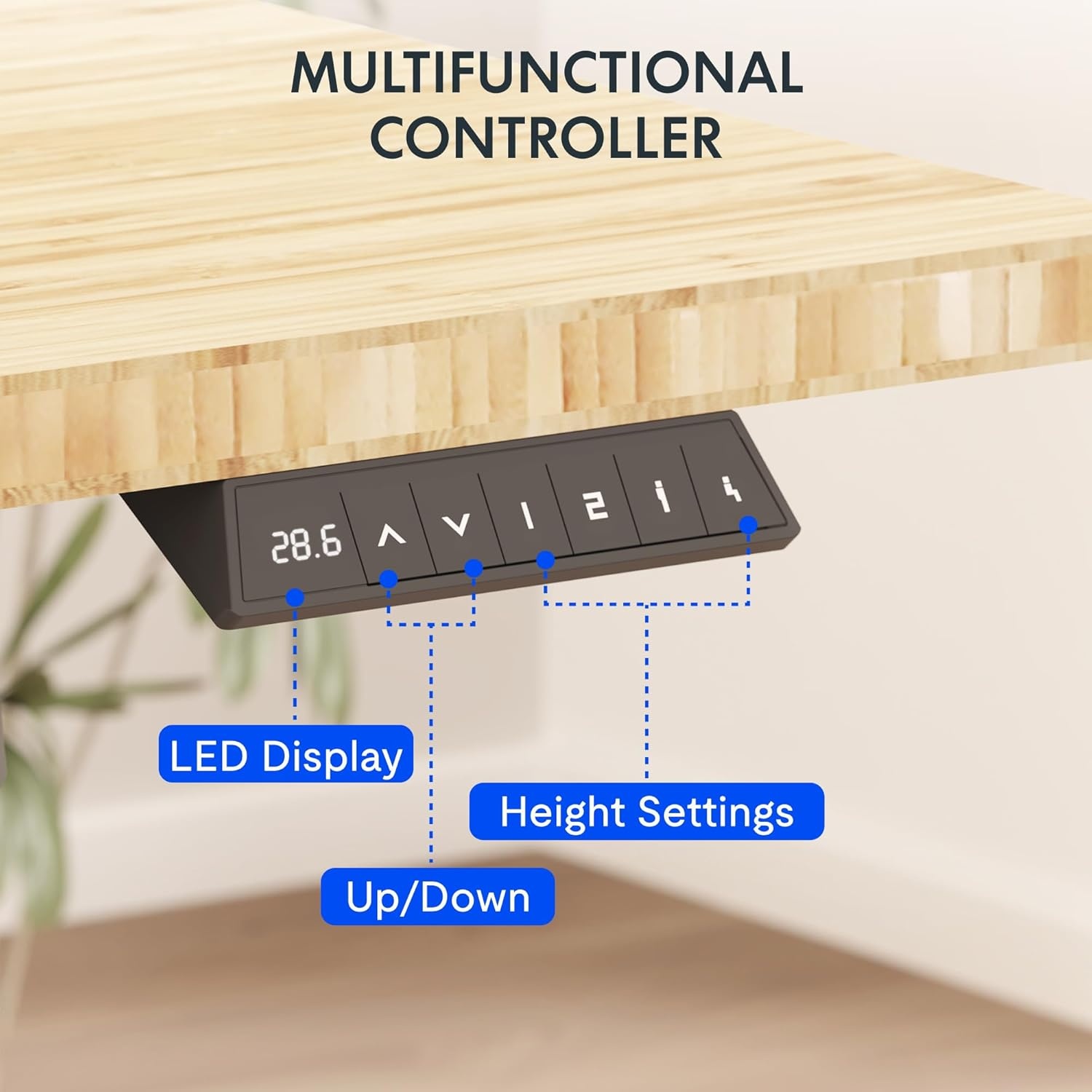 image:imageFLEXISPOT EN2 WholePiece Standing Desk with Clamp Power Strip 55 x 28 Electric Stand Up Height Adjustable Desk with Cable Management White Frame 55 White Top2 PackagesBamboo Top Grey Frame