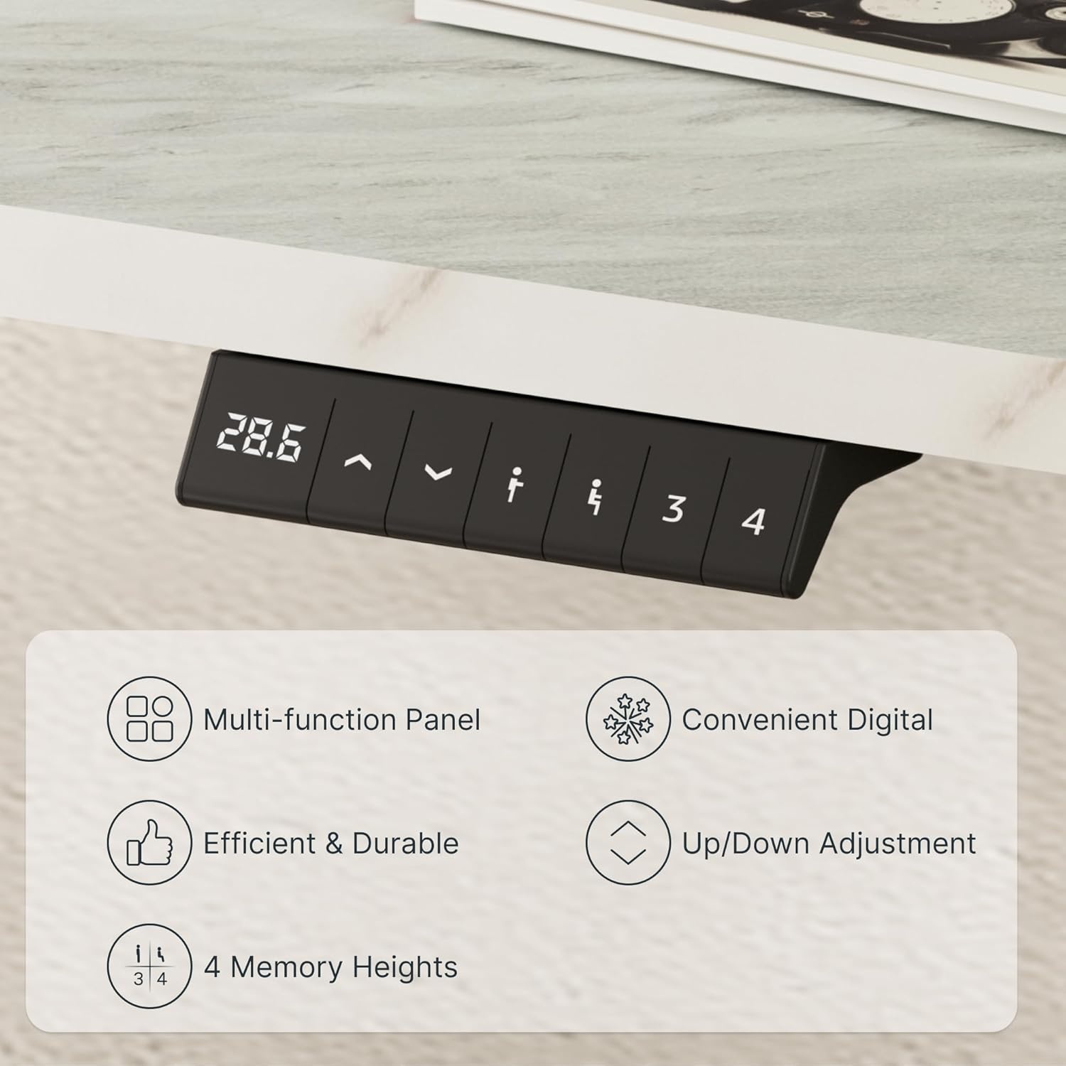 image:imageFLEXISPOT EN2 WholePiece Standing Desk with Clamp Power Strip 55 x 28 Electric Stand Up Height Adjustable Desk with Cable Management White Frame 55 White Top2 PackagesMarble Gray White Frame