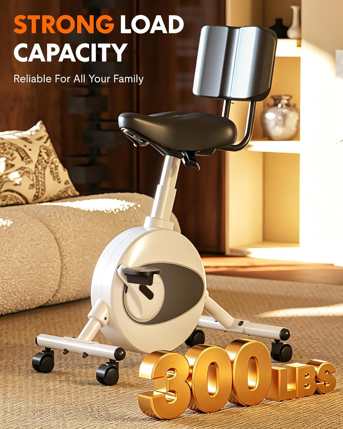 image:imageFLEXISPOT Exercise Bikes for Home Space Saving Under Desk Bike Stationary Bikes Indoor Bikes with Flywheel 300LBS Heavy Duty Optional LCD2D Desktop8Level Resistance V8V9V9MAXV8 Black