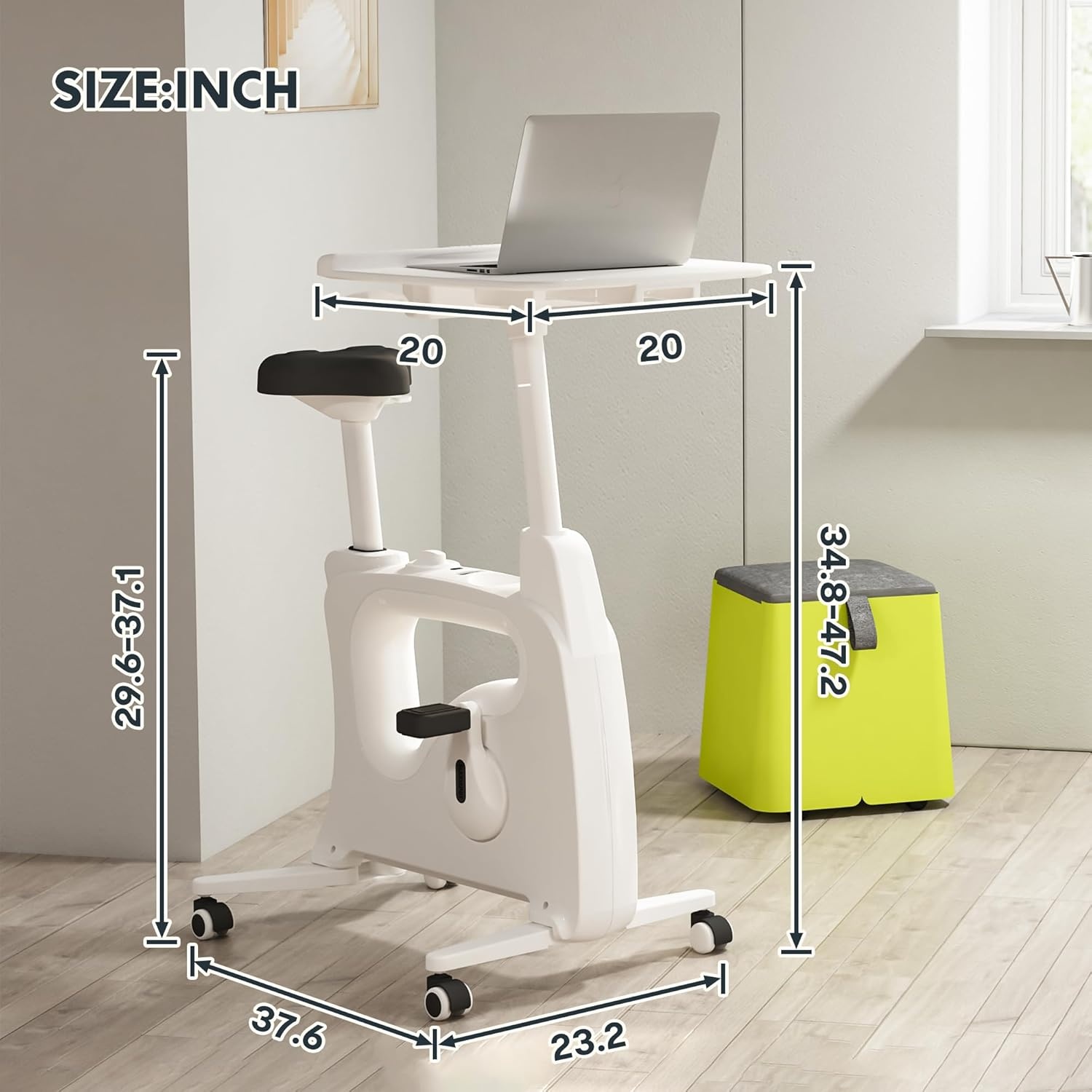 image:imageFLEXISPOT Exercise Bikes for Home Space Saving Under Desk Bike Stationary Bikes Indoor Bikes with Flywheel 300LBS Heavy Duty Optional LCD2D Desktop8Level Resistance V8V9V9MAXV9Max White