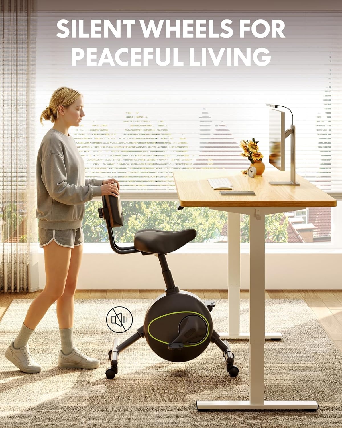 image:imageFLEXISPOT Exercise Bikes for Home Space Saving Under Desk Bike Stationary Bikes Indoor Bikes with Flywheel 300LBS Heavy Duty Optional LCD2D Desktop8Level Resistance V8V9V9MAXV8 Black