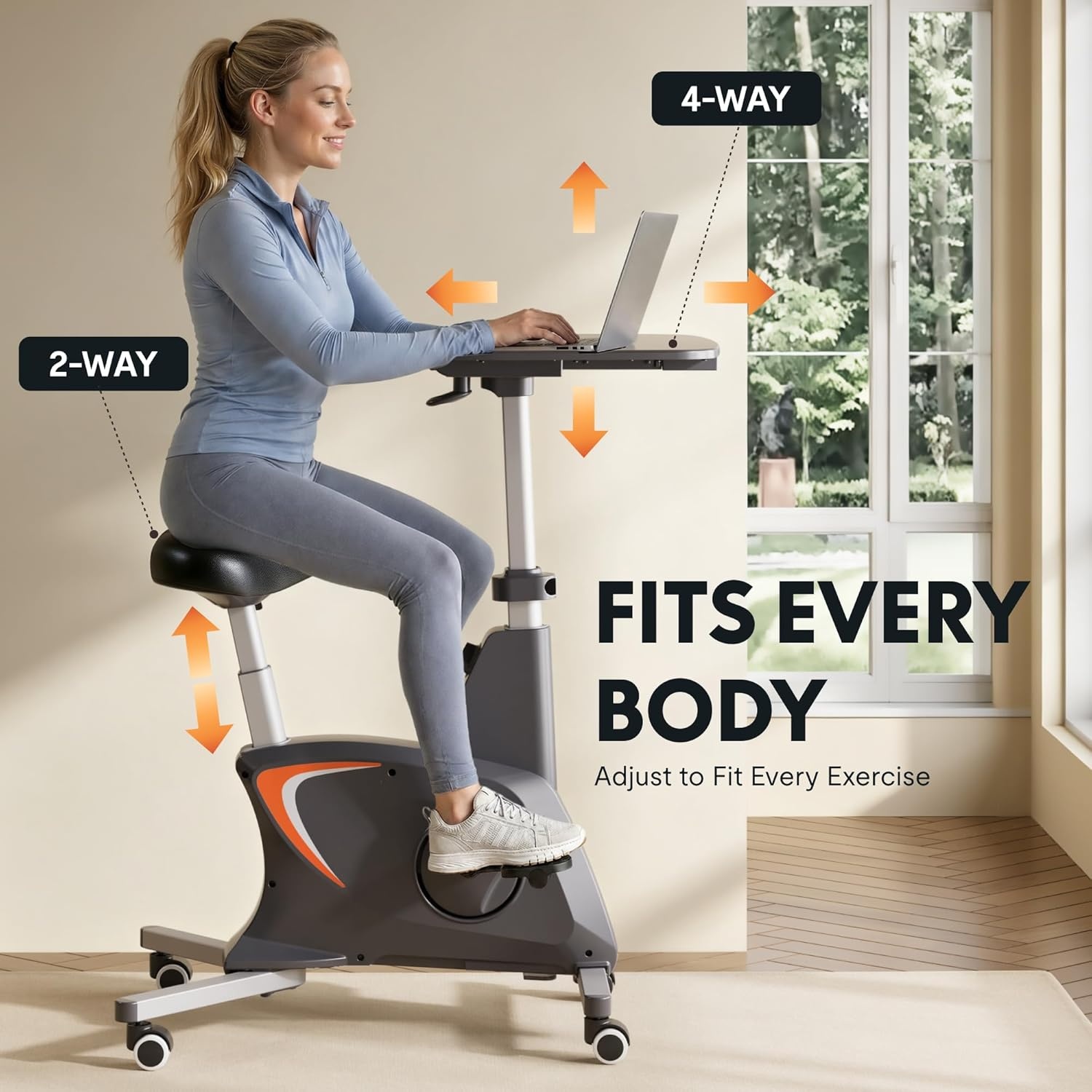 image:imageFLEXISPOT Exercise Bikes for Home Space Saving Under Desk Bike Stationary Bikes Indoor Bikes with Flywheel 300LBS Heavy Duty Optional LCD2D Desktop8Level Resistance V8V9V9MAXV9 Black