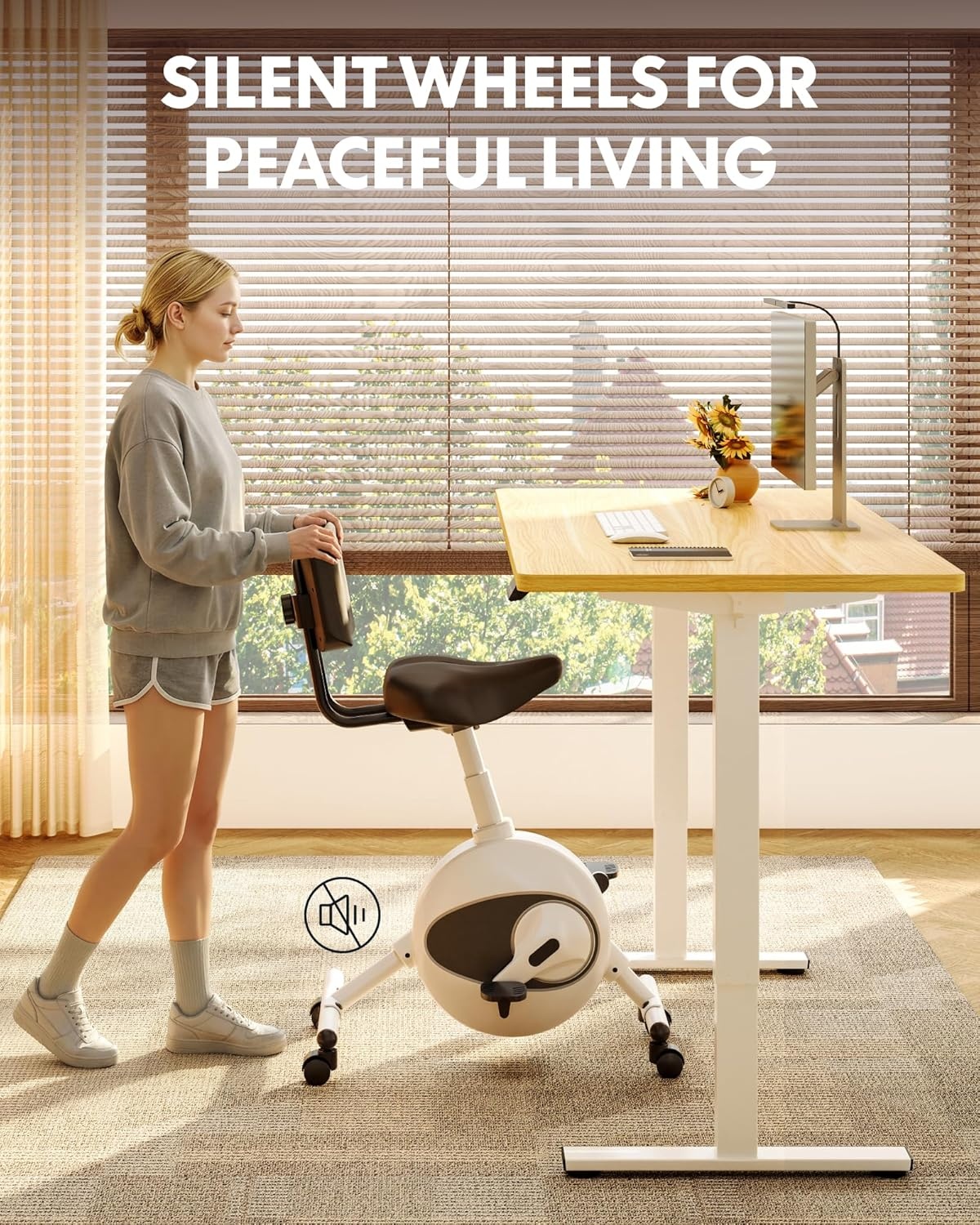 image:imageFLEXISPOT Exercise Bikes for Home Space Saving Under Desk Bike Stationary Bikes Indoor Bikes with Flywheel 300LBS Heavy Duty Optional LCD2D Desktop8Level Resistance V8V9V9MAXV8 White