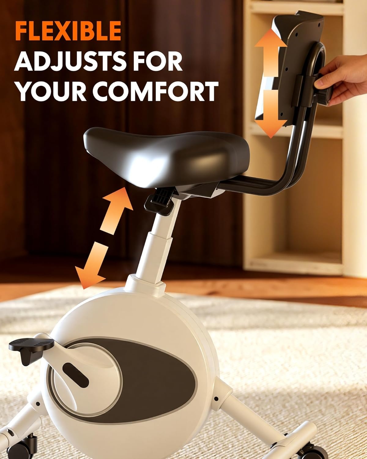 image:imageFLEXISPOT Exercise Bikes for Home Space Saving Under Desk Bike Stationary Bikes Indoor Bikes with Flywheel 300LBS Heavy Duty Optional LCD2D Desktop8Level Resistance V8V9V9MAXV8 White