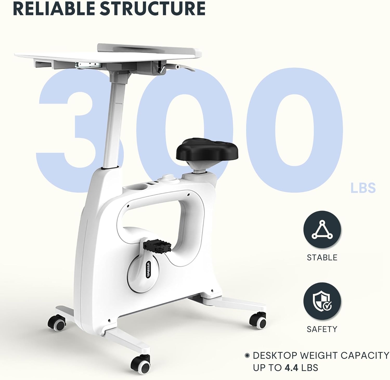image:imageFLEXISPOT Exercise Bikes for Home Space Saving Under Desk Bike Stationary Bikes Indoor Bikes with Flywheel 300LBS Heavy Duty Optional LCD2D Desktop8Level Resistance V8V9V9MAXV9Max White