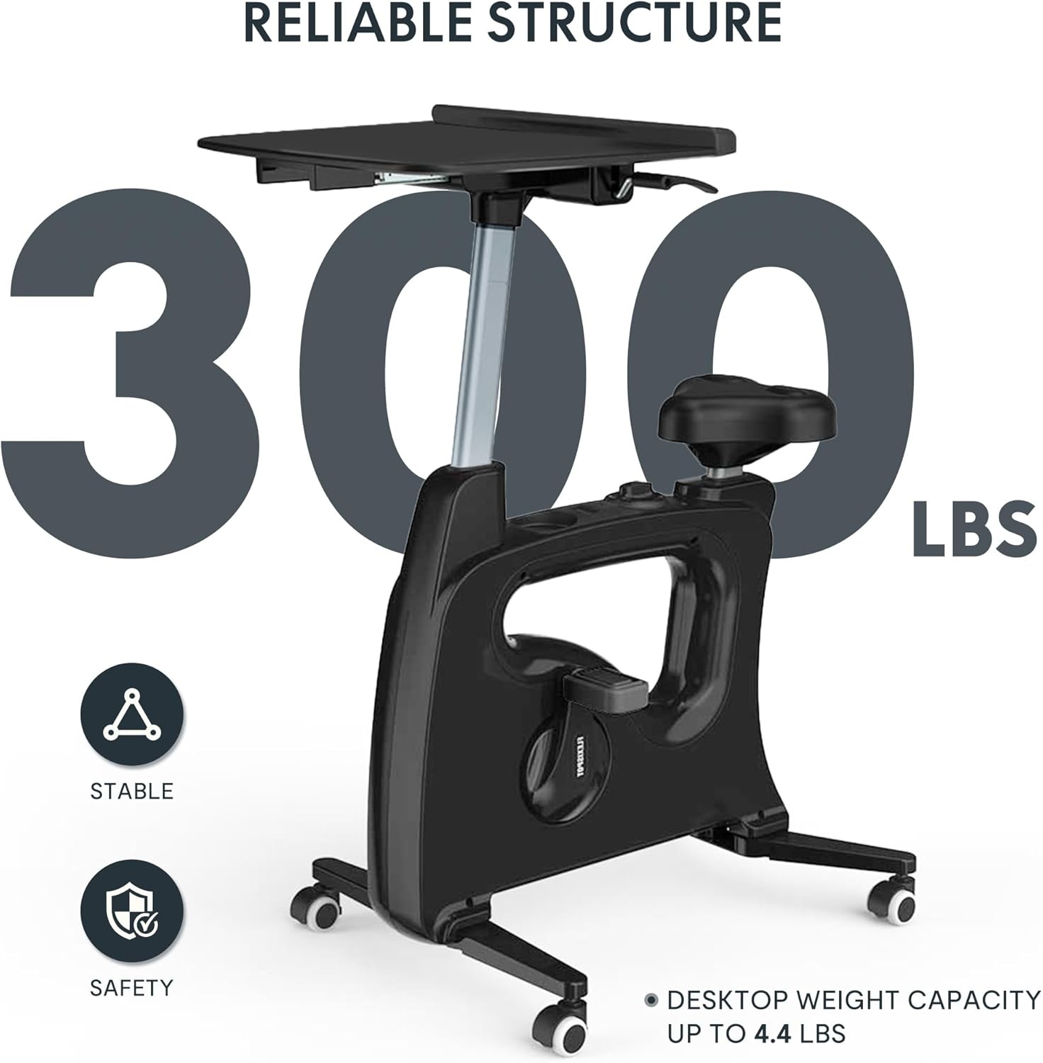image:imageFLEXISPOT Exercise Bikes for Home Space Saving Under Desk Bike Stationary Bikes Indoor Bikes with Flywheel 300LBS Heavy Duty Optional LCD2D Desktop8Level Resistance V8V9V9MAXV9Max Black