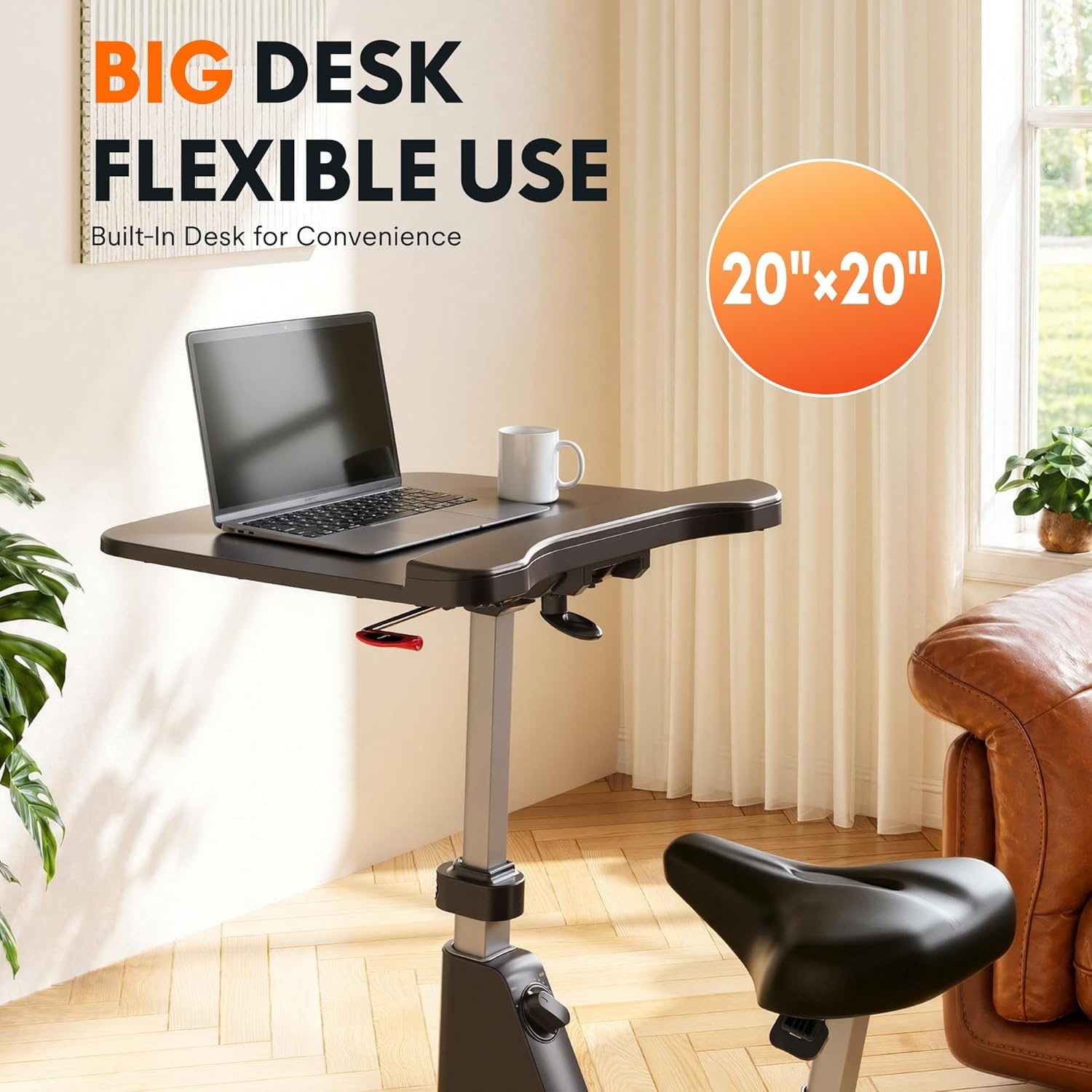 image:imageFLEXISPOT Exercise Bikes for Home Space Saving Under Desk Bike Stationary Bikes Indoor Bikes with Flywheel 300LBS Heavy Duty Optional LCD2D Desktop8Level Resistance V8V9V9MAXV9 Black