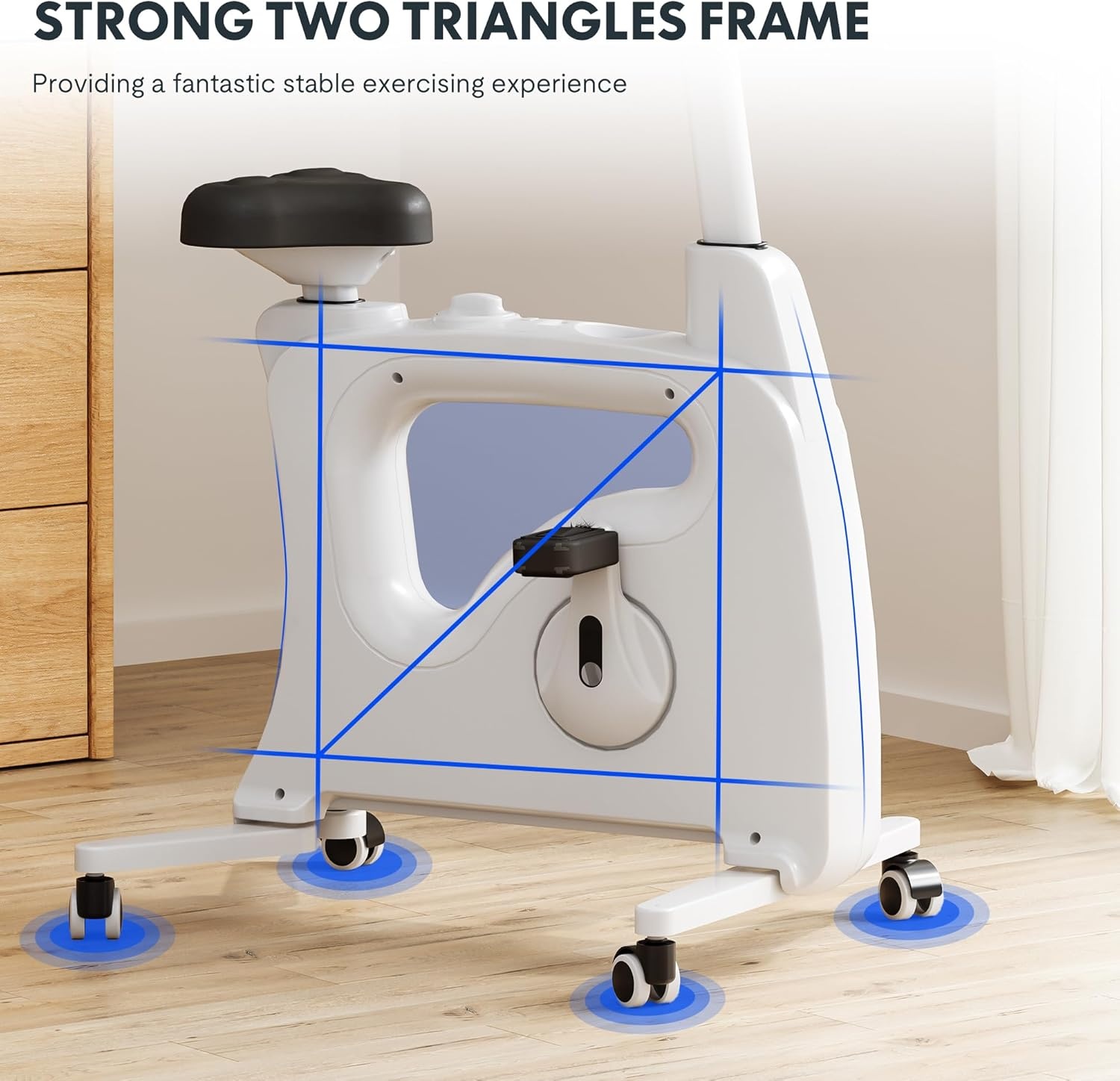 image:imageFLEXISPOT Exercise Bikes for Home Space Saving Under Desk Bike Stationary Bikes Indoor Bikes with Flywheel 300LBS Heavy Duty Optional LCD2D Desktop8Level Resistance V8V9V9MAXV9Max White