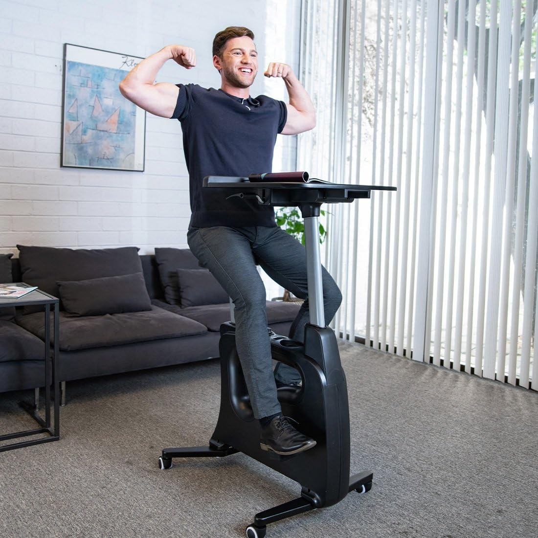 image:imageFLEXISPOT Exercise Bikes for Home Space Saving Under Desk Bike Stationary Bikes Indoor Bikes with Flywheel 300LBS Heavy Duty Optional LCD2D Desktop8Level Resistance V8V9V9MAXV9Max Black