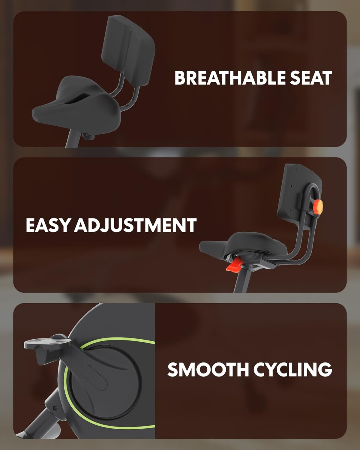 image:imageFLEXISPOT Exercise Bikes for Home Space Saving Under Desk Bike Stationary Bikes Indoor Bikes with Flywheel 300LBS Heavy Duty Optional LCD2D Desktop8Level Resistance V8V9V9MAXV8 Black