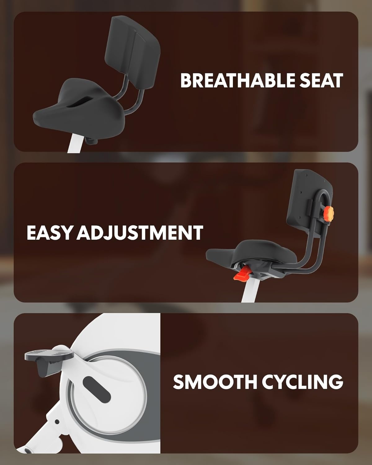 image:imageFLEXISPOT Exercise Bikes for Home Space Saving Under Desk Bike Stationary Bikes Indoor Bikes with Flywheel 300LBS Heavy Duty Optional LCD2D Desktop8Level Resistance V8V9V9MAXV8 White