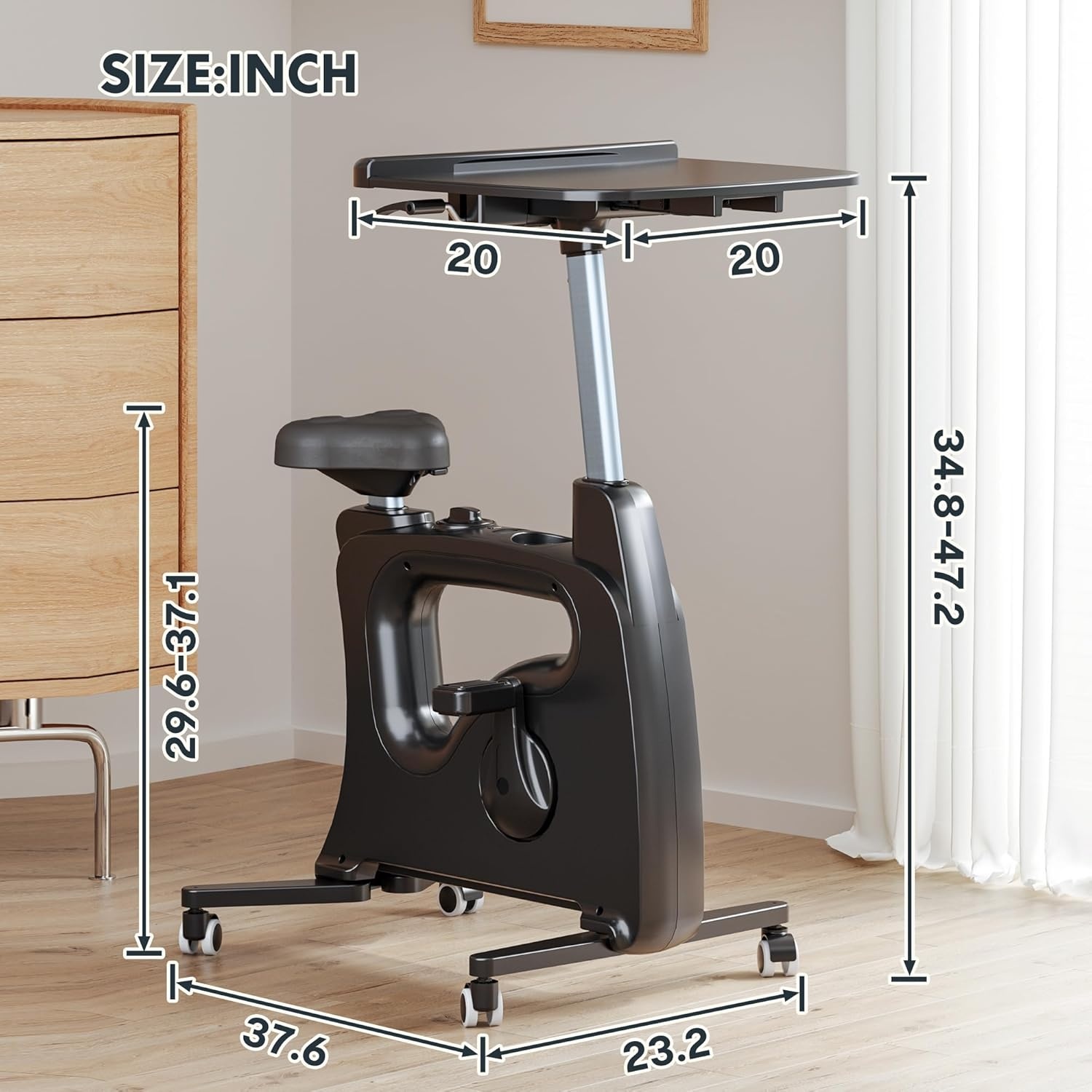 image:imageFLEXISPOT Exercise Bikes for Home Space Saving Under Desk Bike Stationary Bikes Indoor Bikes with Flywheel 300LBS Heavy Duty Optional LCD2D Desktop8Level Resistance V8V9V9MAXV9Max Black