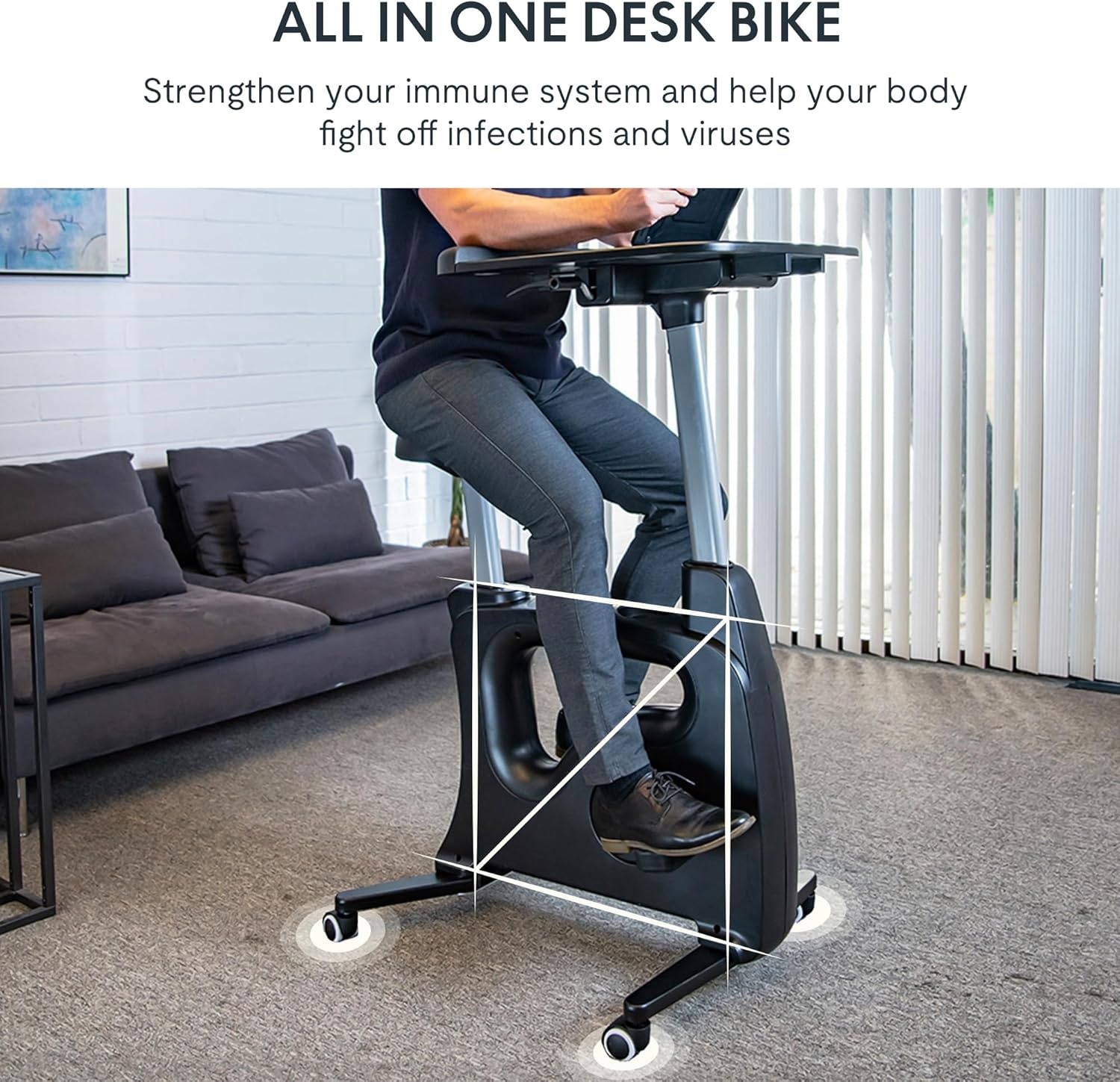 image:imageFLEXISPOT Exercise Bikes for Home Space Saving Under Desk Bike Stationary Bikes Indoor Bikes with Flywheel 300LBS Heavy Duty Optional LCD2D Desktop8Level Resistance V8V9V9MAXV9Max Black