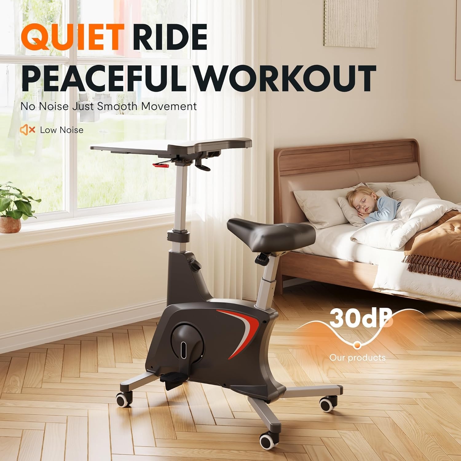 image:imageFLEXISPOT Exercise Bikes for Home Space Saving Under Desk Bike Stationary Bikes Indoor Bikes with Flywheel 300LBS Heavy Duty Optional LCD2D Desktop8Level Resistance V8V9V9MAXV9 Black