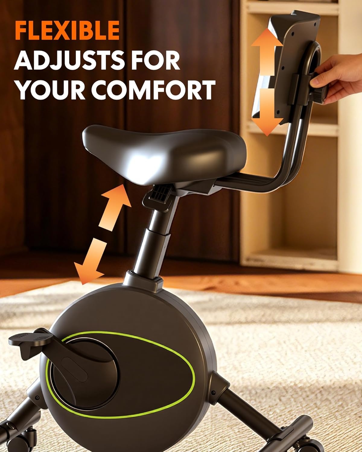 image:imageFLEXISPOT Exercise Bikes for Home Space Saving Under Desk Bike Stationary Bikes Indoor Bikes with Flywheel 300LBS Heavy Duty Optional LCD2D Desktop8Level Resistance V8V9V9MAXV8 Black