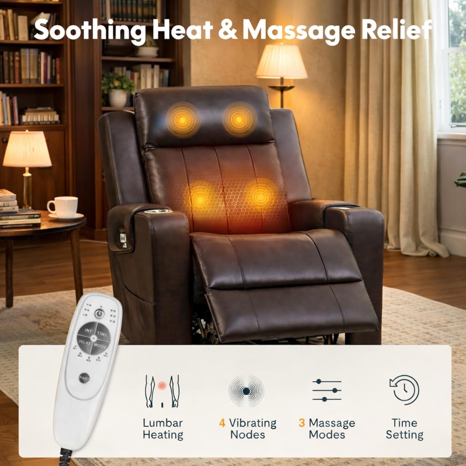 image:imageFLEXISPOT Truffle Genuine Leather Power Recliner w 12 WallHugger Clearance Electric ZeroWall RV Recliner wAdjustable Headrest Massage amp Heat Home Theater Sofa FSCCertified ChocolateChocolate