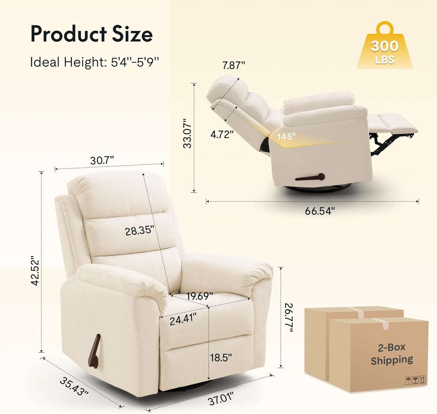 image:imageFLEXISPOT XRC6 Nursery Swivel Rocker Recliner with Massage amp Heat Rocking Glider Chair w 28 High Back Comfy Upholstered Armchair for Living Room Nursery FSC CertifiedPremium Chenille Beige