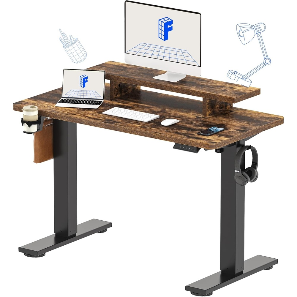 image:imageFLEXISPOT 71x32 Inch Electric Large Standing Desk for Home amp Office Spacious Splice Board Desk with Cable Management amp Organizer Cup Holder amp Hook BlackRustic Riser