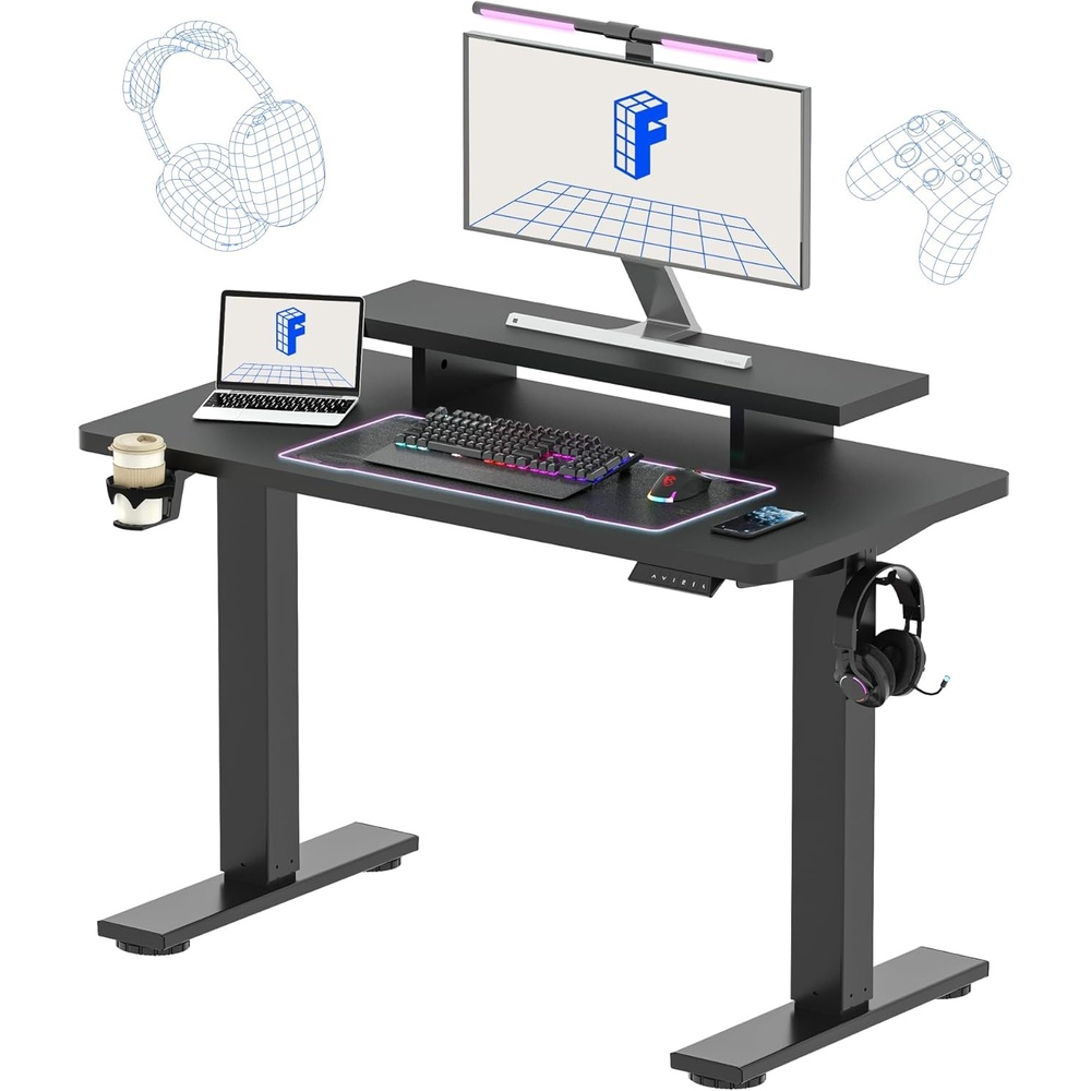 image:imageFLEXISPOT 71x32 Inch Electric Large Standing Desk for Home amp Office Spacious Splice Board Desk with Cable Management amp Organizer Cup Holder amp Hook BlackBlack Riser
