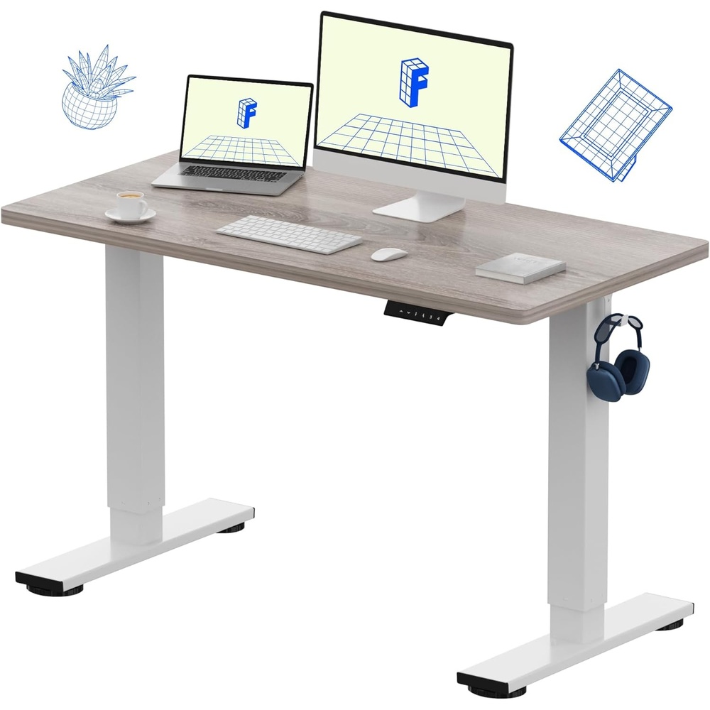 image:imageFLEXISPOT EN1 OnePiece Standing Desk 48x24 Seamless Desktop Electric Height Adjustable Desk for Home Office MultiMonitor Setups amp Easy Assembly MapleGray Wood