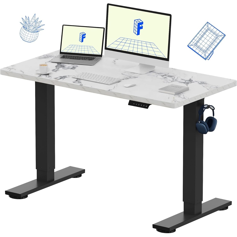 image:imageFLEXISPOT EN1 OnePiece Standing Desk Electric Adjustable with 4 Memory Presets 176 LBS Capacity Stable amp Quiet Seamless Desktop for Home Office amp Dual Monitors 48x24 BlackMarble Gray
