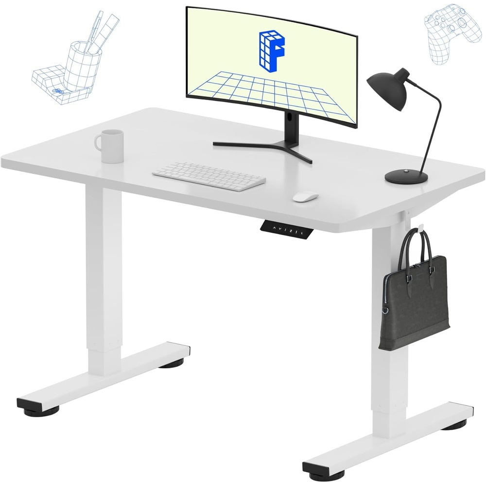 image:imageFLEXISPOT EN1 OnePiece Standing Desk Electric Adjustable with 4 Memory Presets 176 LBS Capacity Stable amp Quiet Seamless Desktop for Home Office amp Dual Monitors 48x24 BlackWhitewhite