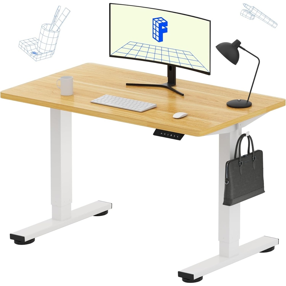 image:imageFLEXISPOT EN1 OnePiece Standing Desk Electric Adjustable with 4 Memory Presets 176 LBS Capacity Stable amp Quiet Seamless Desktop for Home Office amp Dual Monitors 48x24 BlackWhitemaple