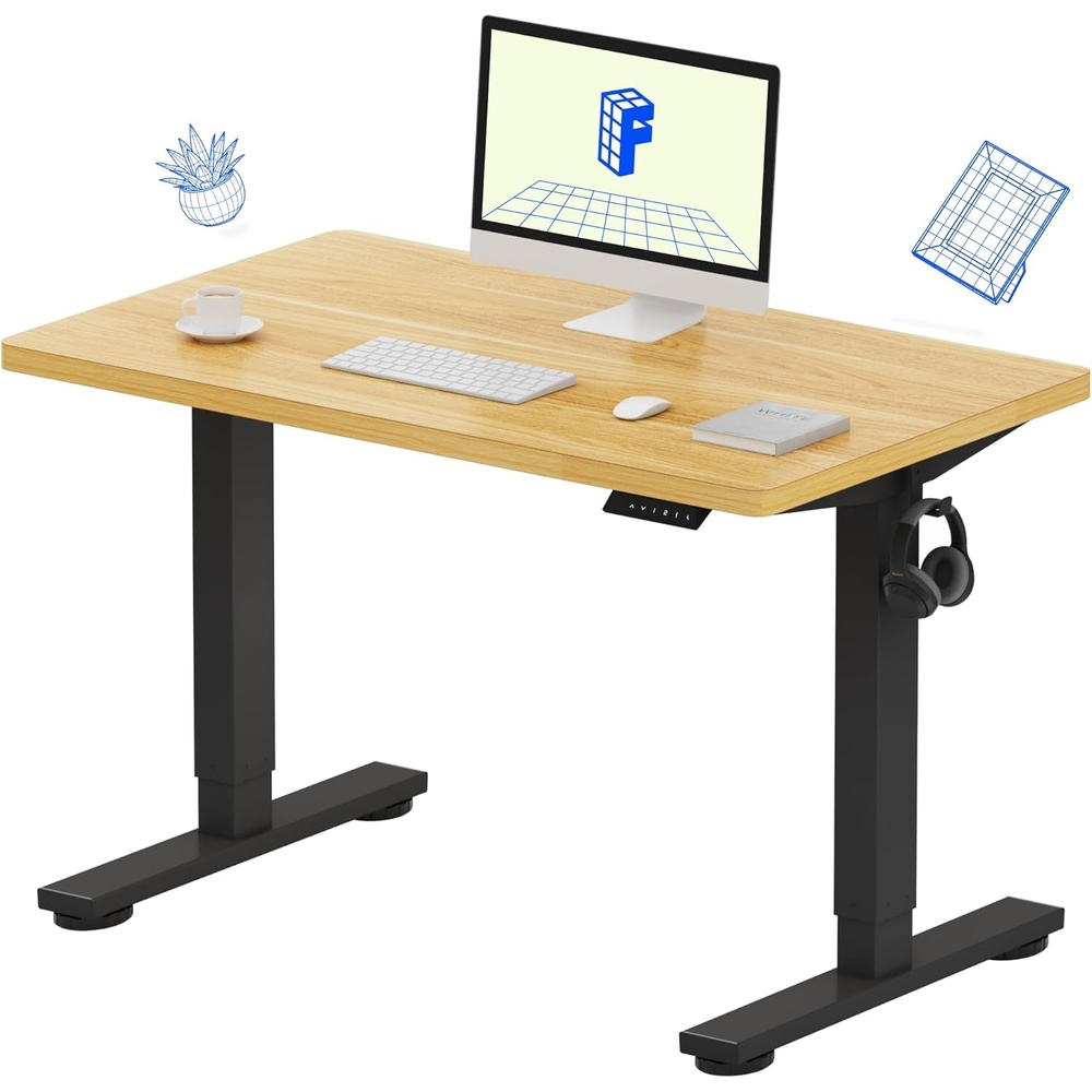 image:imageFLEXISPOT EN1 OnePiece Standing Desk Electric Adjustable with 4 Memory Presets 176 LBS Capacity Stable amp Quiet Seamless Desktop for Home Office amp Dual Monitors 48x24 BlackMaple