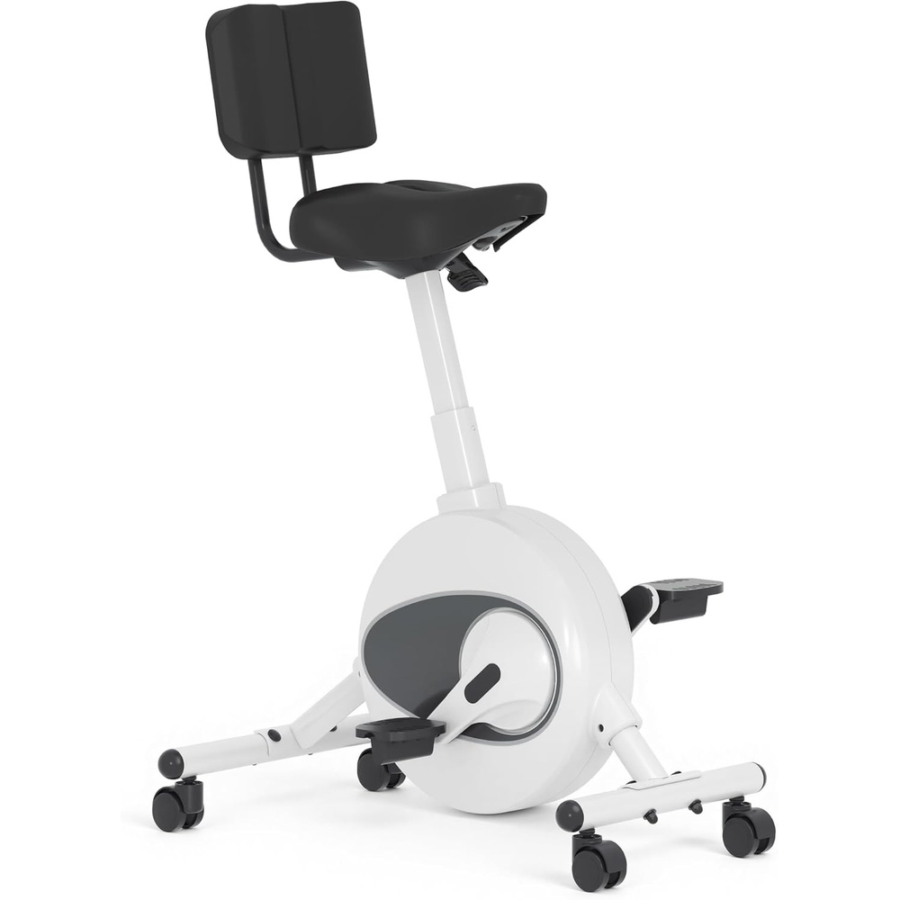 image:imageFLEXISPOT Exercise Bikes for Home Space Saving Under Desk Bike Stationary Bikes Indoor Bikes with Flywheel 300LBS Heavy Duty Optional LCD2D Desktop8Level Resistance V8V9V9MAXV8 White