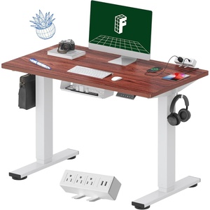 image:imageFLEXISPOT EN2 WholePiece Standing Desk with Clamp Power Strip 55 x 28 Electric Stand Up Height Adjustable Desk with Cable Management White Frame  55 White Top2 PackagesMahogany Top  White Frame