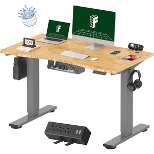 image:imageFLEXISPOT EN2 WholePiece Standing Desk with Clamp Power Strip 55 x 28 Electric Stand Up Height Adjustable Desk with Cable Management White Frame  55 White Top2 PackagesBamboo Top  Grey Frame