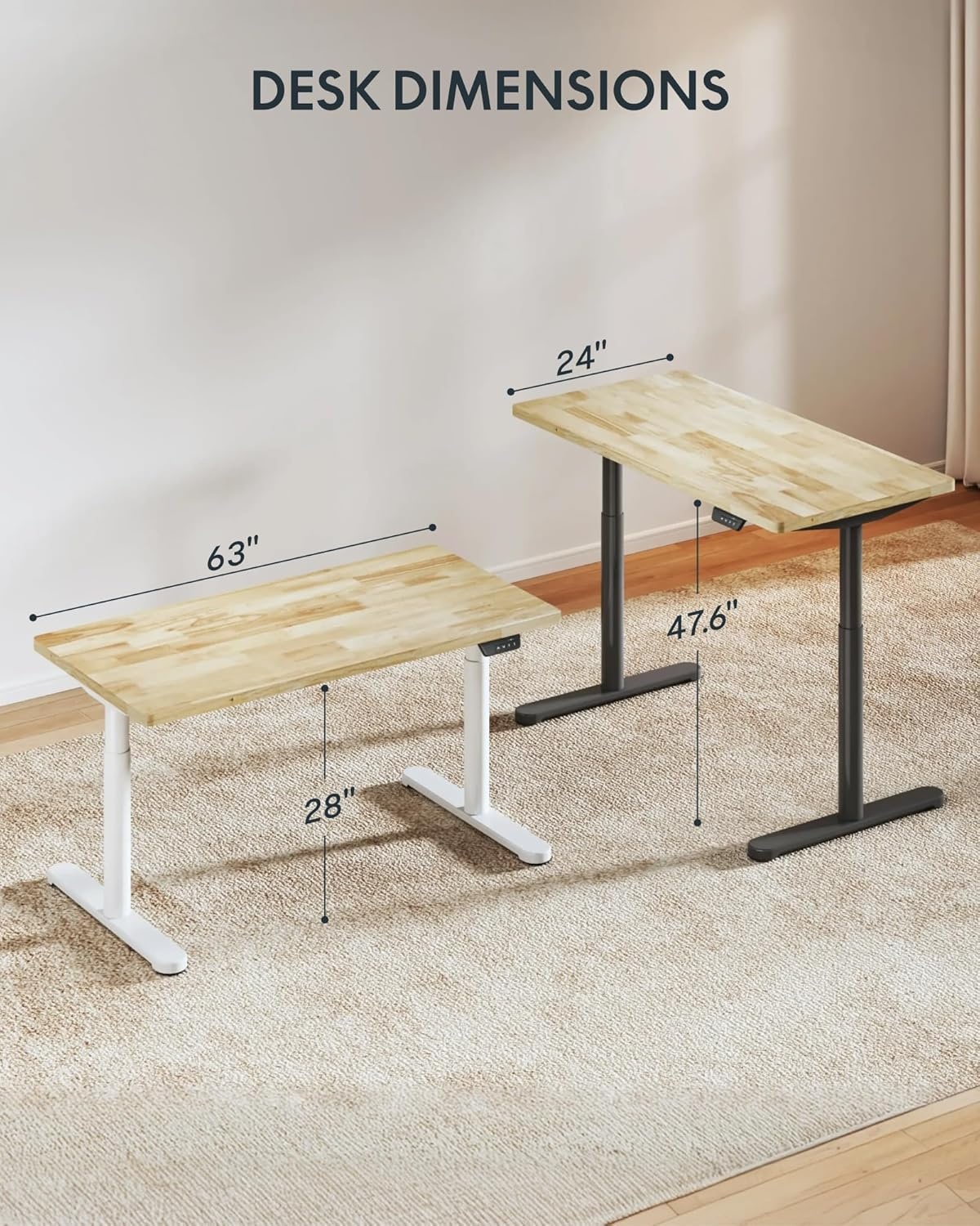 image:imageFLEXISPOT Solid Bamboo Standing Desk 48 x 24 Real Bamboo Desktop with Natural Grain Durable amp Sustainable Workstation for Home Office and MultiMonitor Setups Curved Black FrameWhite Oval Frame