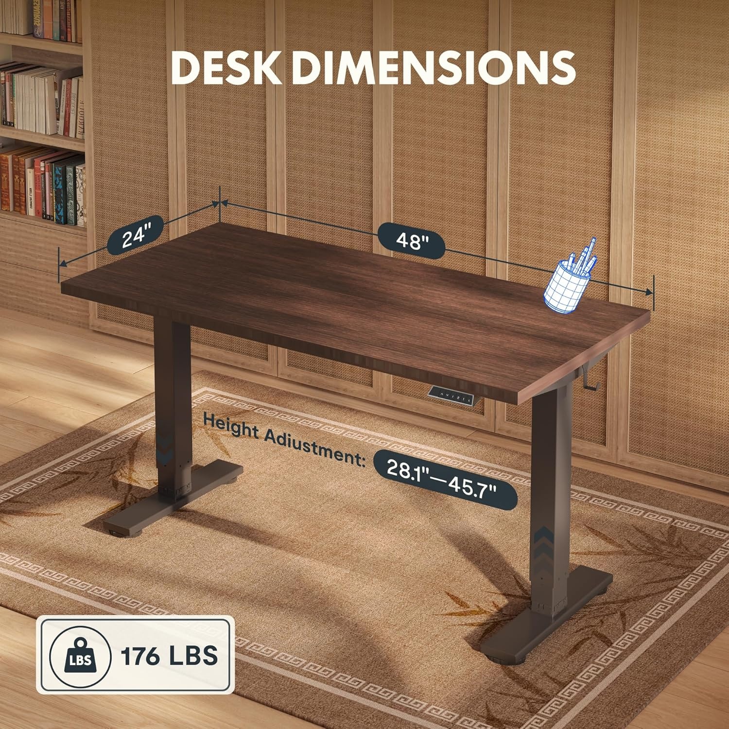 image:imageFLEXISPOT Solid Bamboo Standing Desk 48 x 24 Real Bamboo Desktop with Natural Grain Durable amp Sustainable Workstation for Home Office and MultiMonitor Setups Curved Black FrameBlack Frame