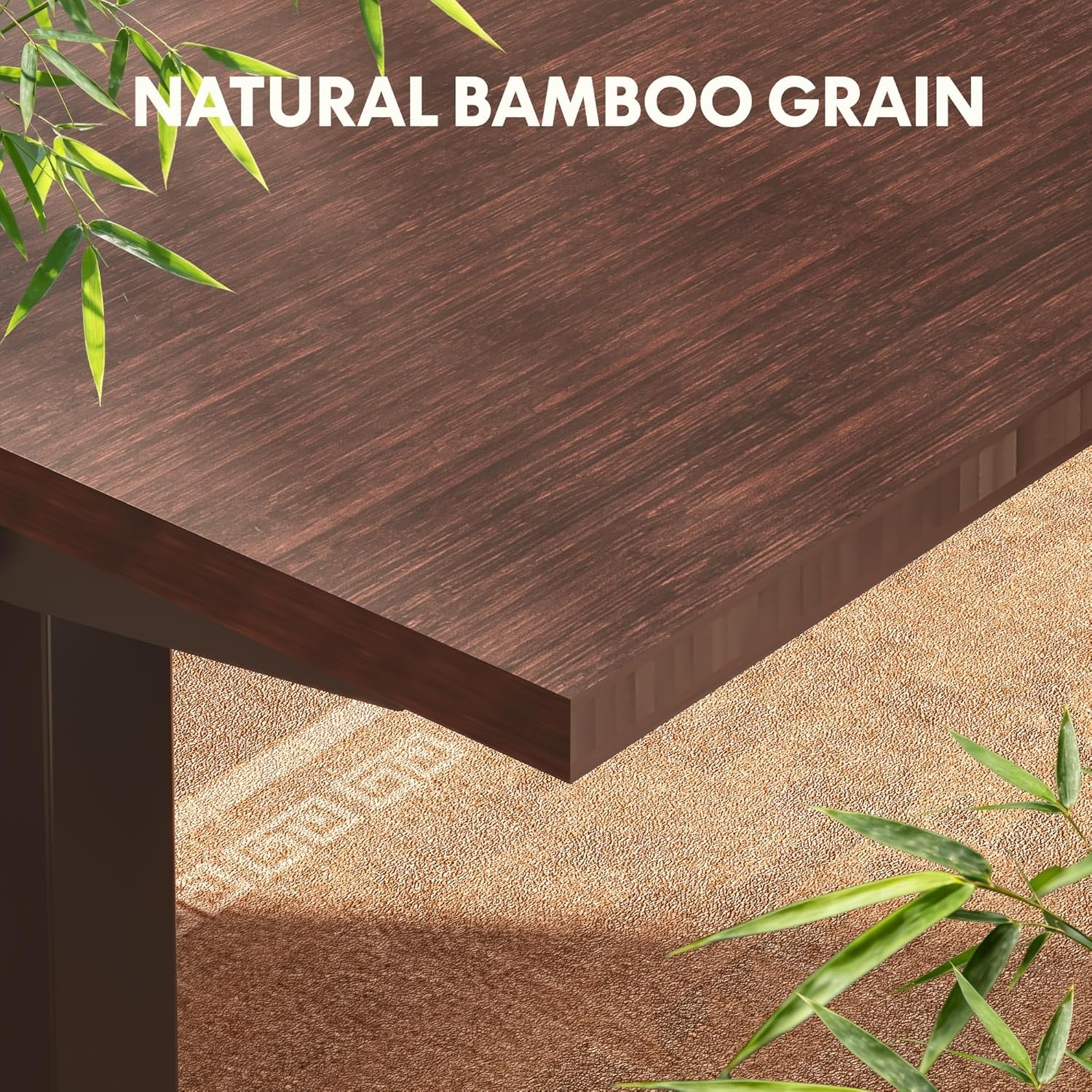 image:imageFLEXISPOT Solid Bamboo Standing Desk 48 x 24 Real Bamboo Desktop with Natural Grain Durable amp Sustainable Workstation for Home Office and MultiMonitor Setups Curved Black FrameBlack Frame