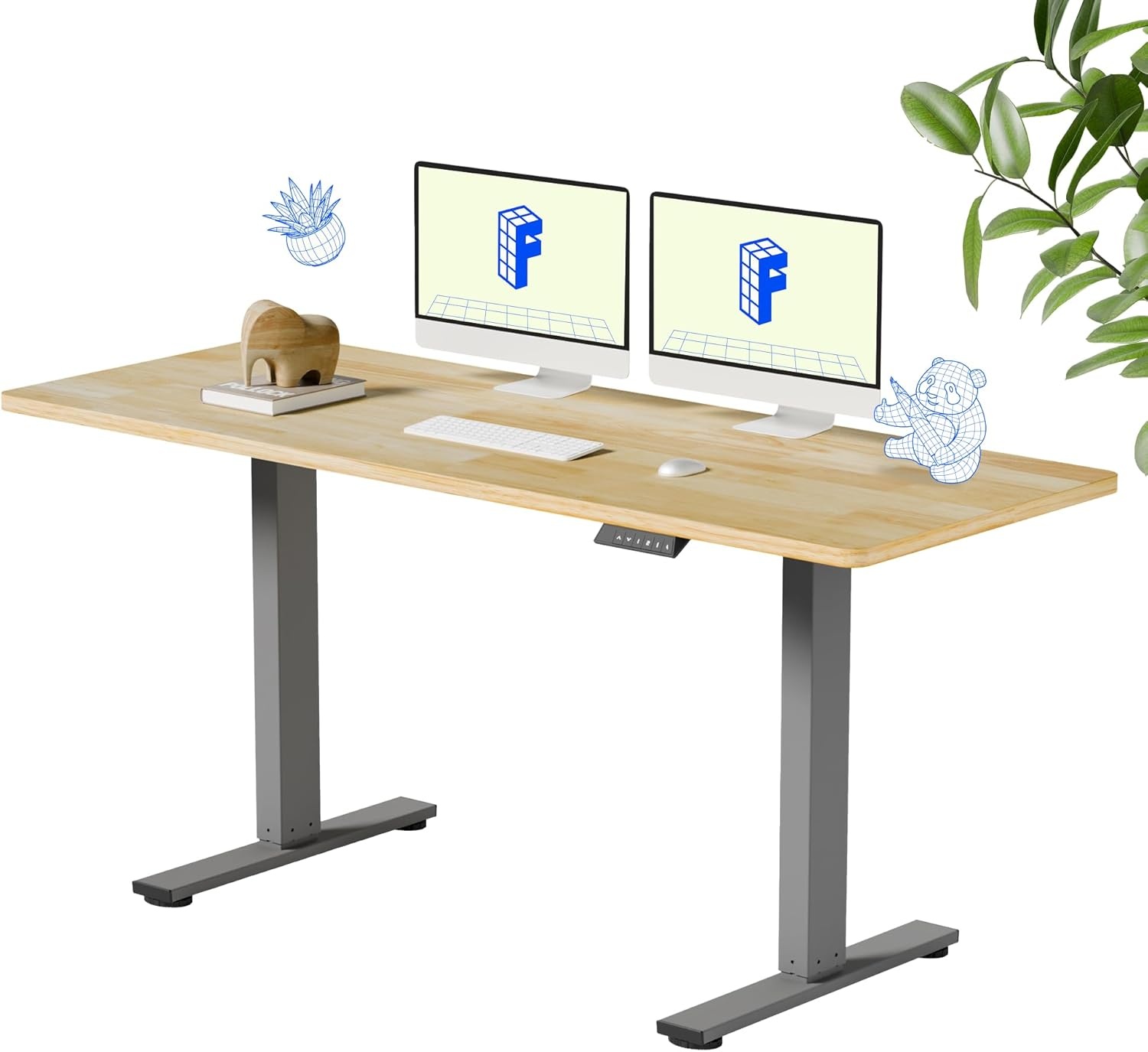 image:imageFLEXISPOT Solid Bamboo Standing Desk 48 x 24 Real Bamboo Desktop with Natural Grain Durable amp Sustainable Workstation for Home Office and MultiMonitor Setups Curved Black FrameSilver Frame