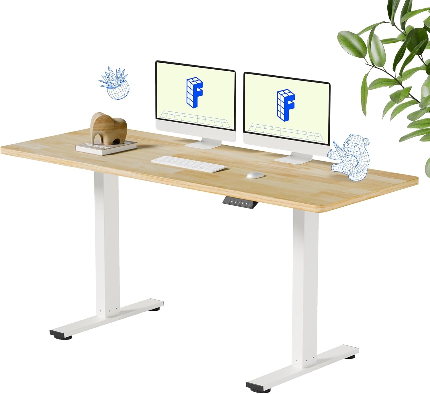 image:imageFLEXISPOT Solid Bamboo Standing Desk 48 x 24 Real Bamboo Desktop with Natural Grain Durable amp Sustainable Workstation for Home Office and MultiMonitor Setups Curved Black FrameWhite Frame