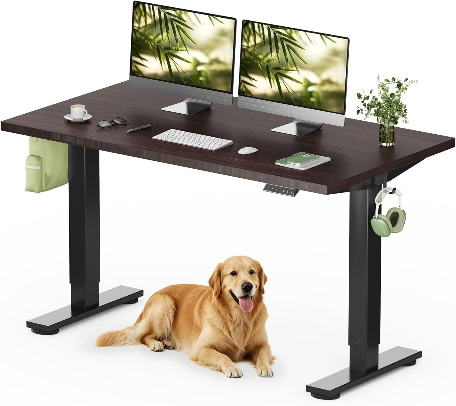 image:imageFLEXISPOT Solid Bamboo Standing Desk 48 x 24 Real Bamboo Desktop with Natural Grain Durable amp Sustainable Workstation for Home Office and MultiMonitor Setups Curved Black FrameBlack Frame