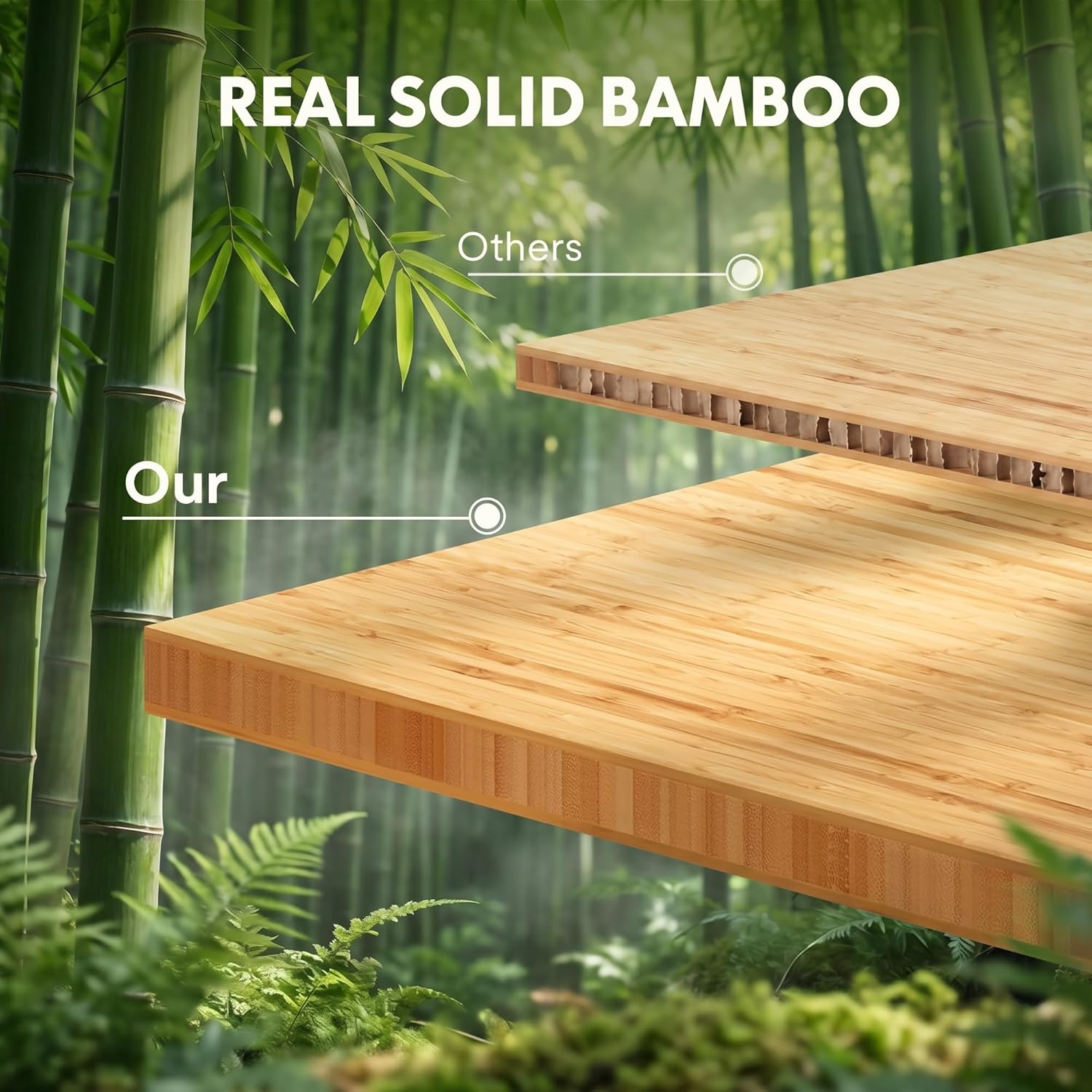 image:imageFLEXISPOT Solid Bamboo Standing Desk 48 x 24 Real Bamboo Desktop with Natural Grain Durable amp Sustainable Workstation for Home Office and MultiMonitor Setups Curved Black FrameWhite Frame