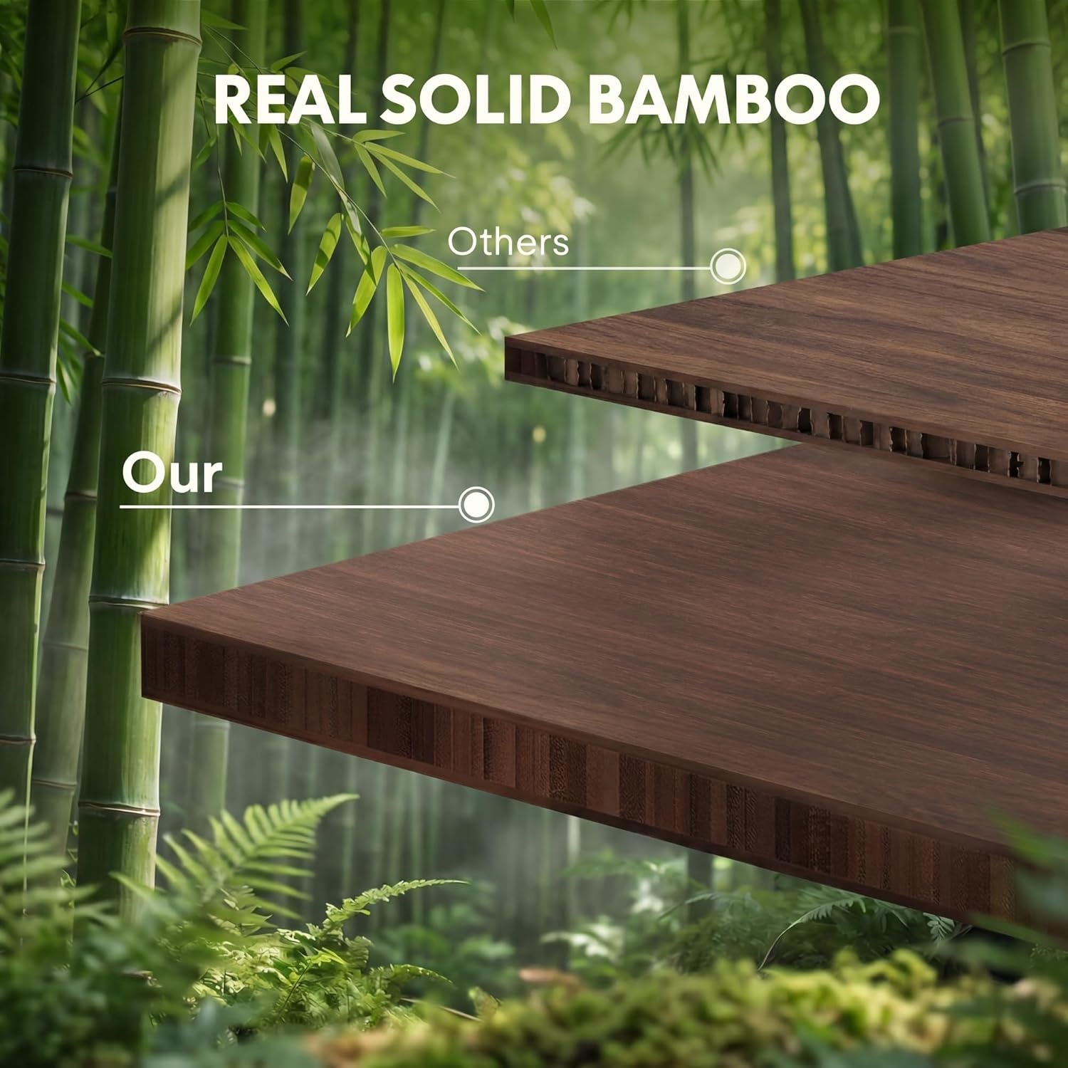 image:imageFLEXISPOT Solid Bamboo Standing Desk 48 x 24 Real Bamboo Desktop with Natural Grain Durable amp Sustainable Workstation for Home Office and MultiMonitor Setups Curved Black FrameBlack Frame
